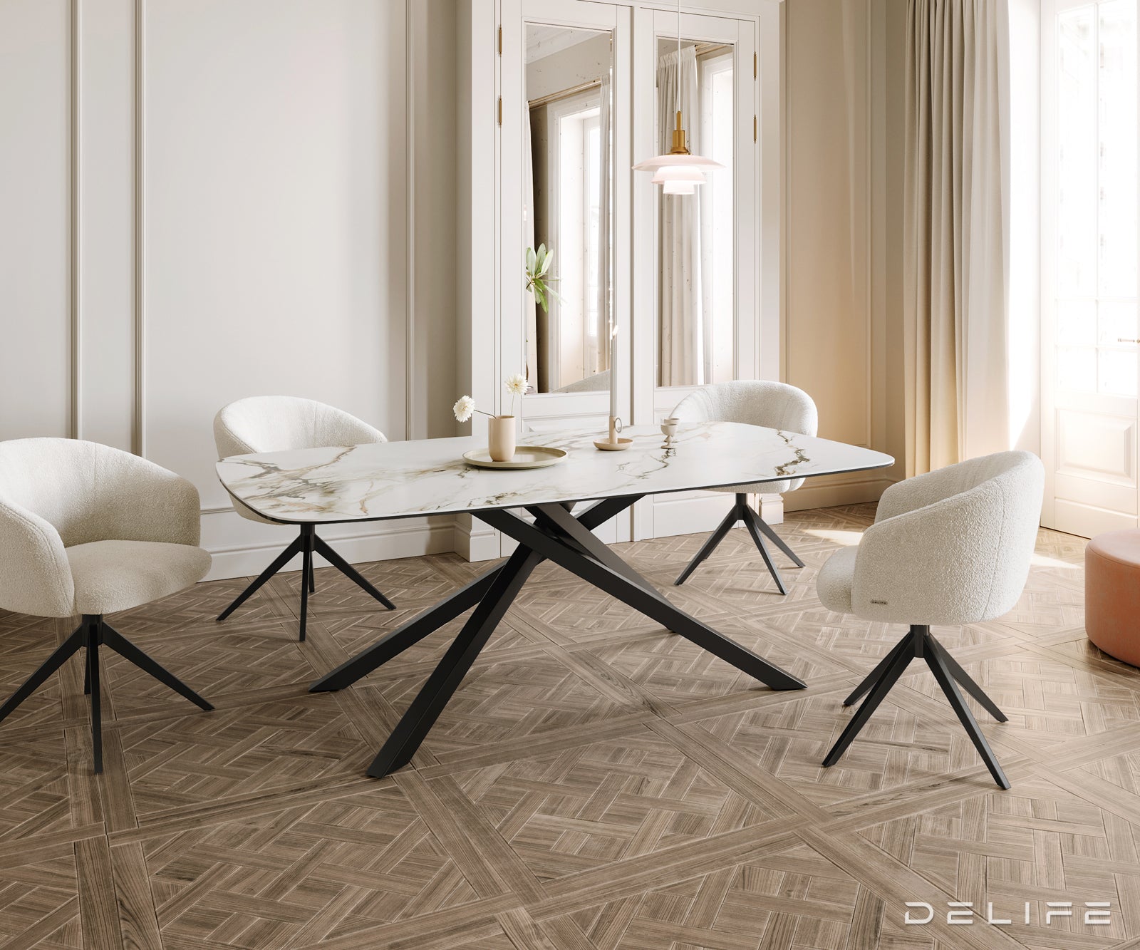 Jedilna miza Edge 200x100cm, Material: Ceramics Calacatta Luxe