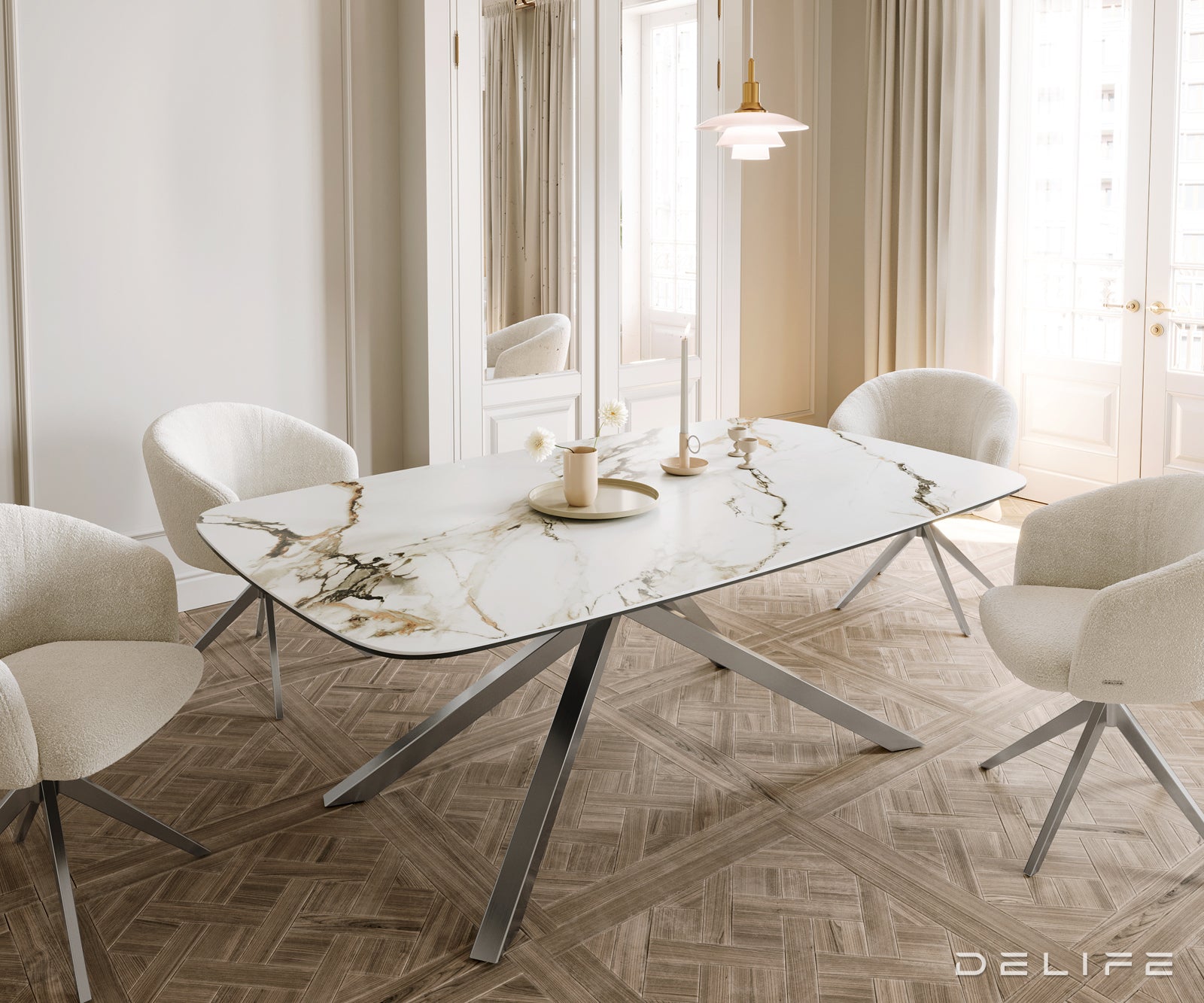 Jedilna miza Edge 200x100cm, Material: Ceramics Calacatta Luxe