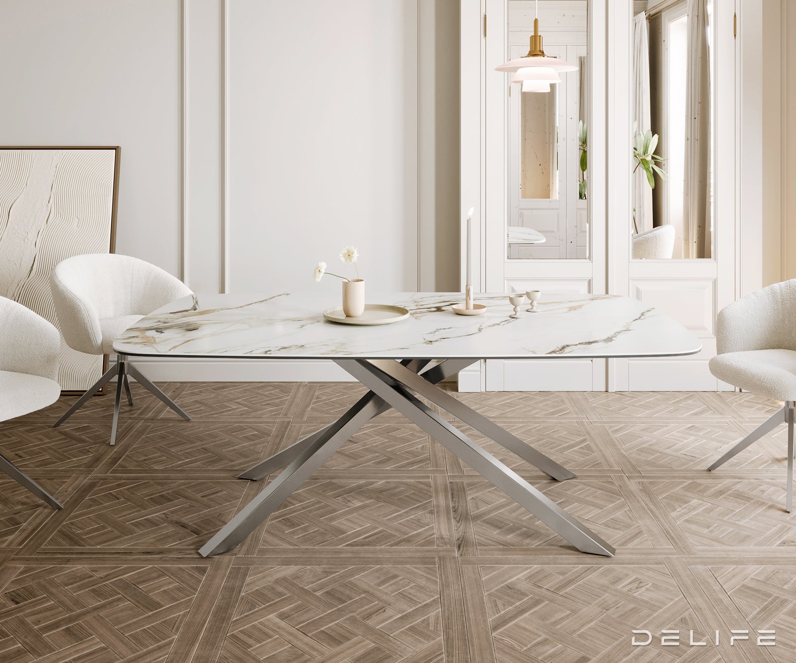 Jedilna miza Edge 200x100cm, Material: Ceramics Calacatta Luxe