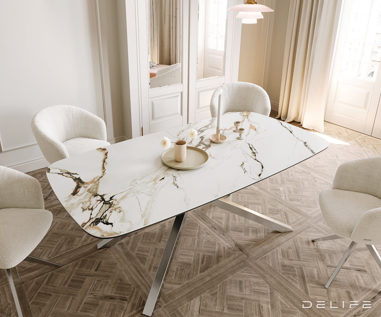 Jedilna miza Edge 200x100cm, Material: Ceramics Calacatta Luxe
