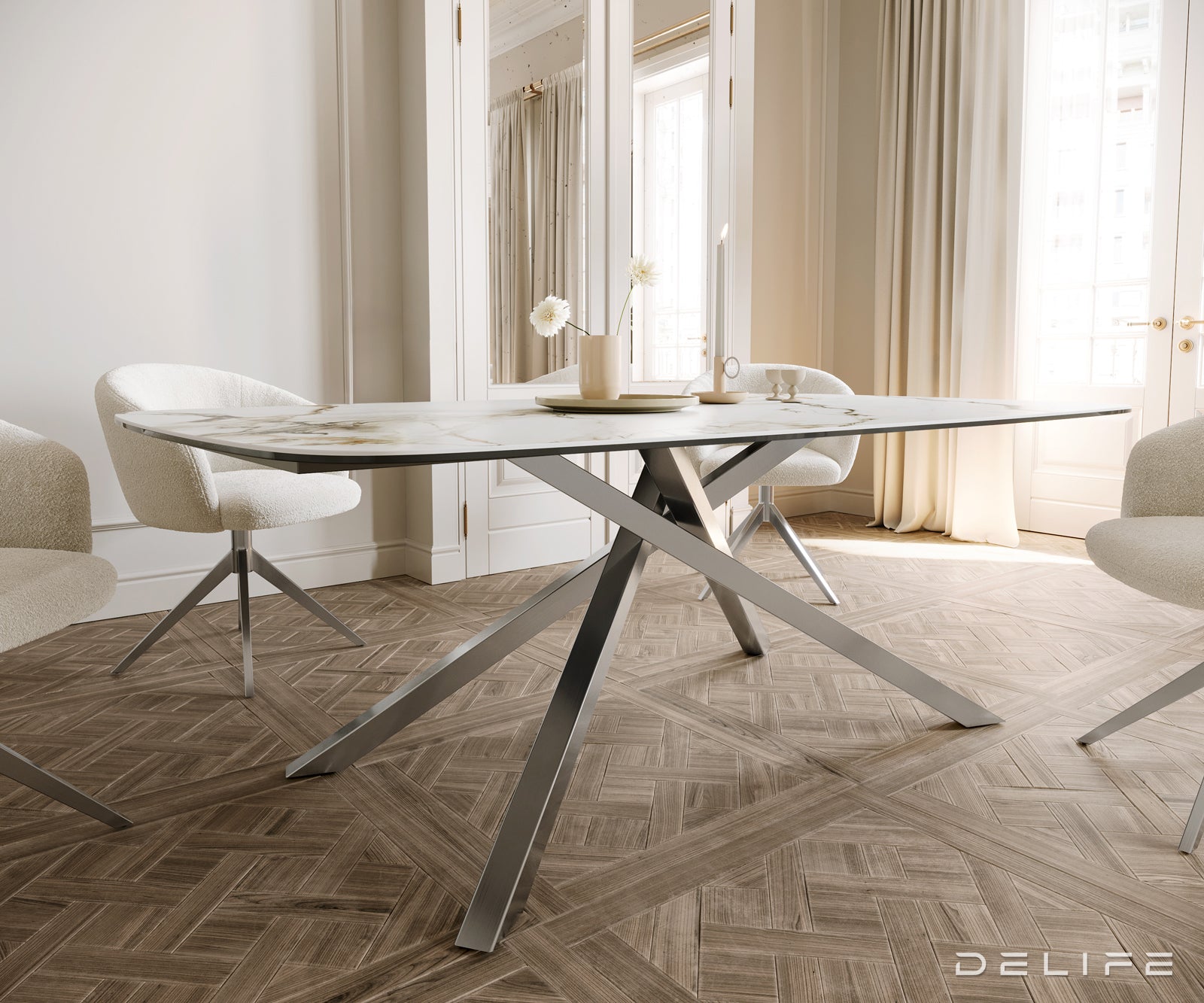 Jedilna miza Edge 200x100cm, Material: Ceramics Calacatta Luxe