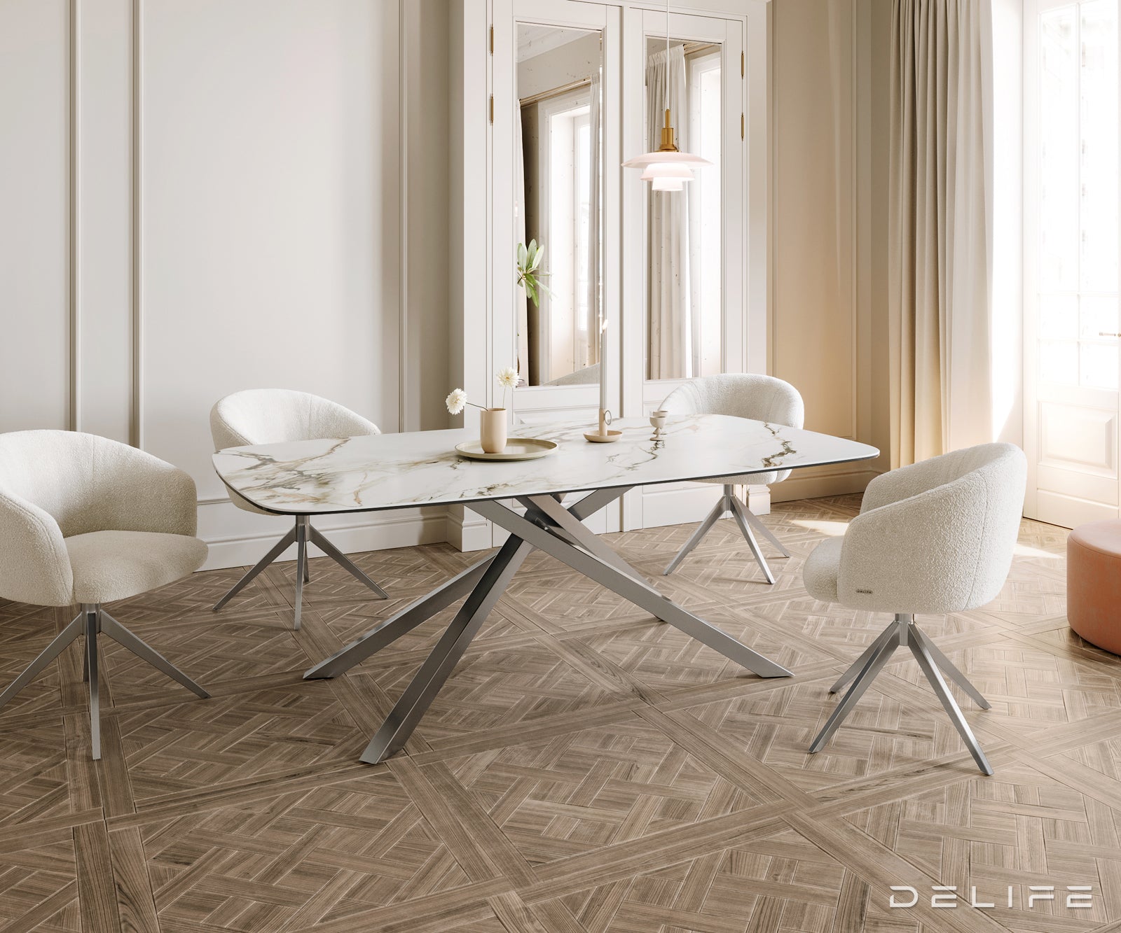 Jedilna miza Edge 200x100cm, Material: Ceramics Calacatta Luxe