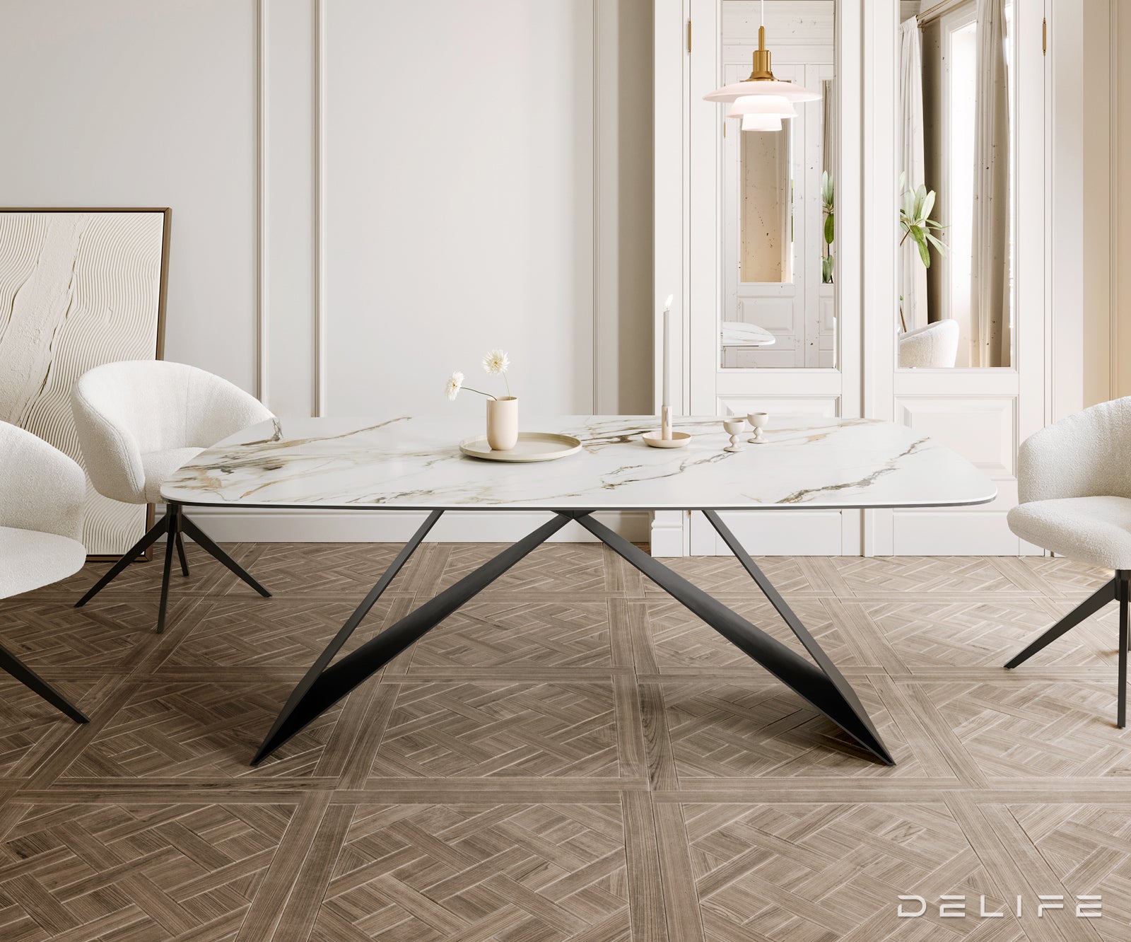 Jedilna miza Edge 200x100cm, Material: Ceramics Calacatta Luxe