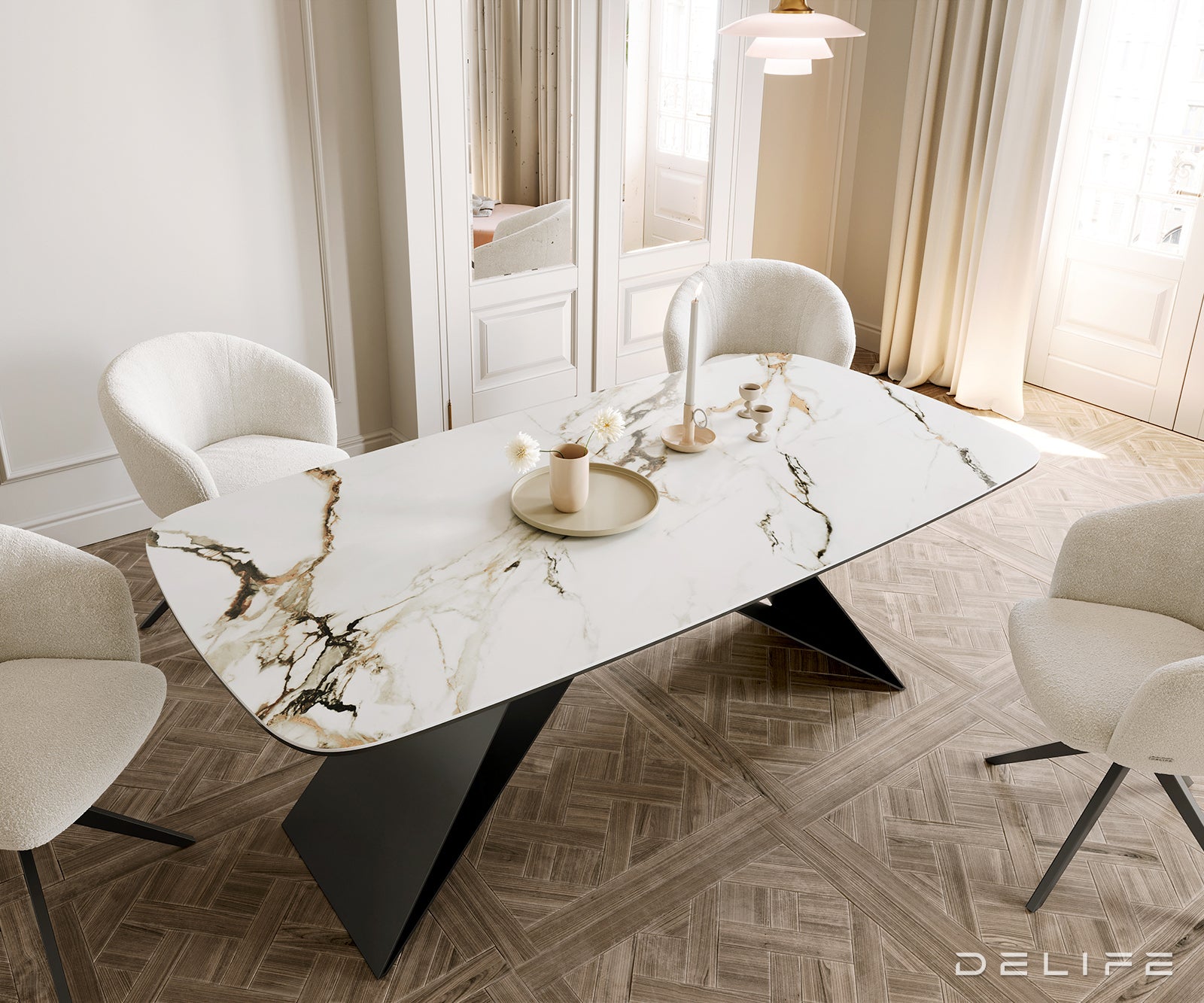 Jedilna miza Edge 200x100cm, Material: Ceramics Calacatta Luxe