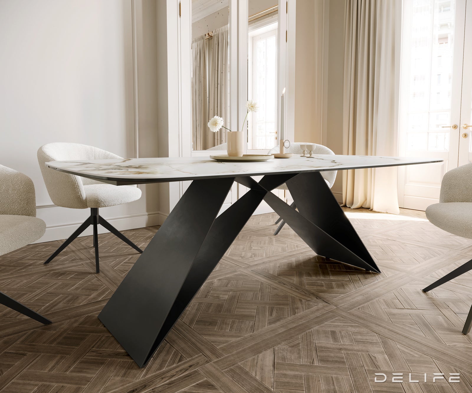 Jedilna miza Edge 200x100cm, Material: Ceramics Calacatta Luxe