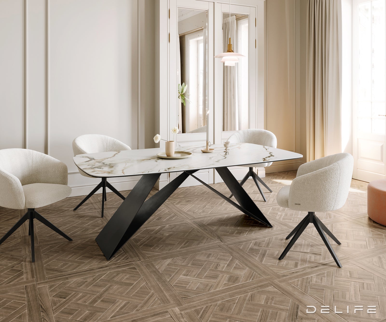 Jedilna miza Edge 200x100cm, Material: Ceramics Calacatta Luxe