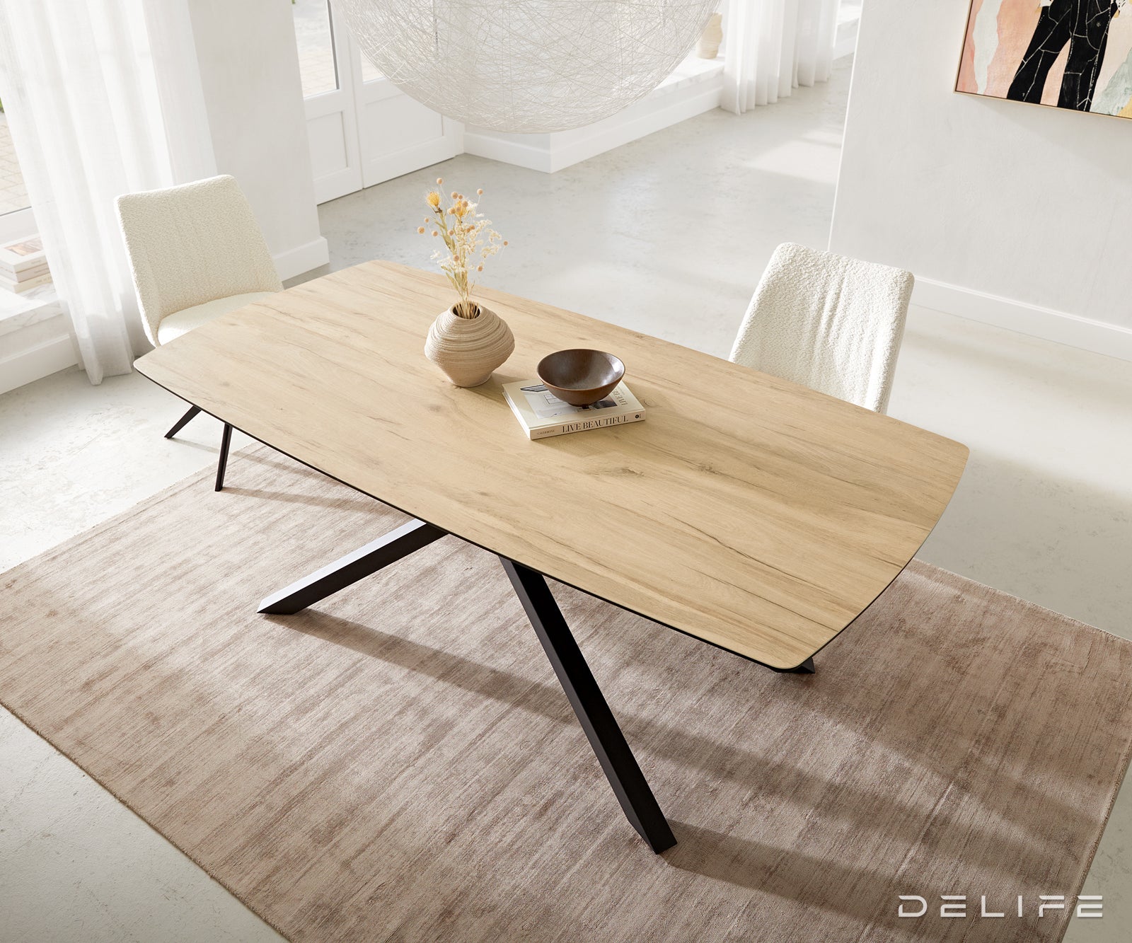 Jedilna miza z robom 200x100cm, Material: Laminam Sabbia Ceramics