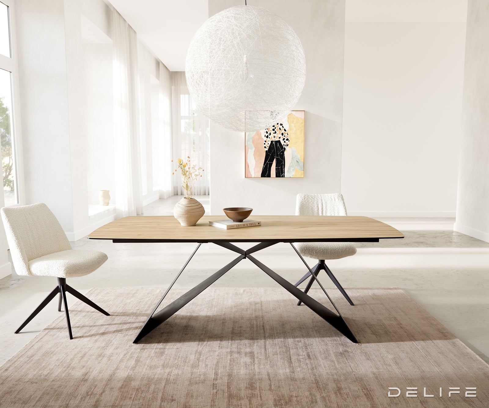 Jedilna miza z robom 200x100cm, Material: Laminam Sabbia Ceramics