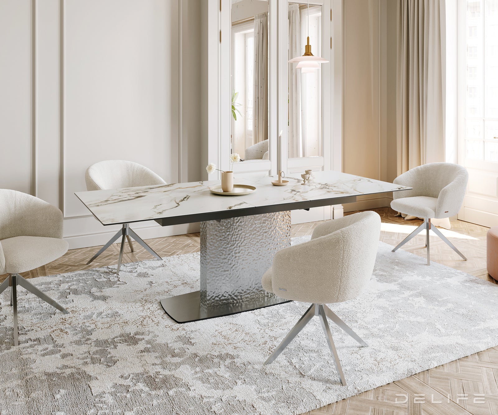 Raztegljiva miza Edge 180/220x100, Material: Ceramics Calacatta Luxe