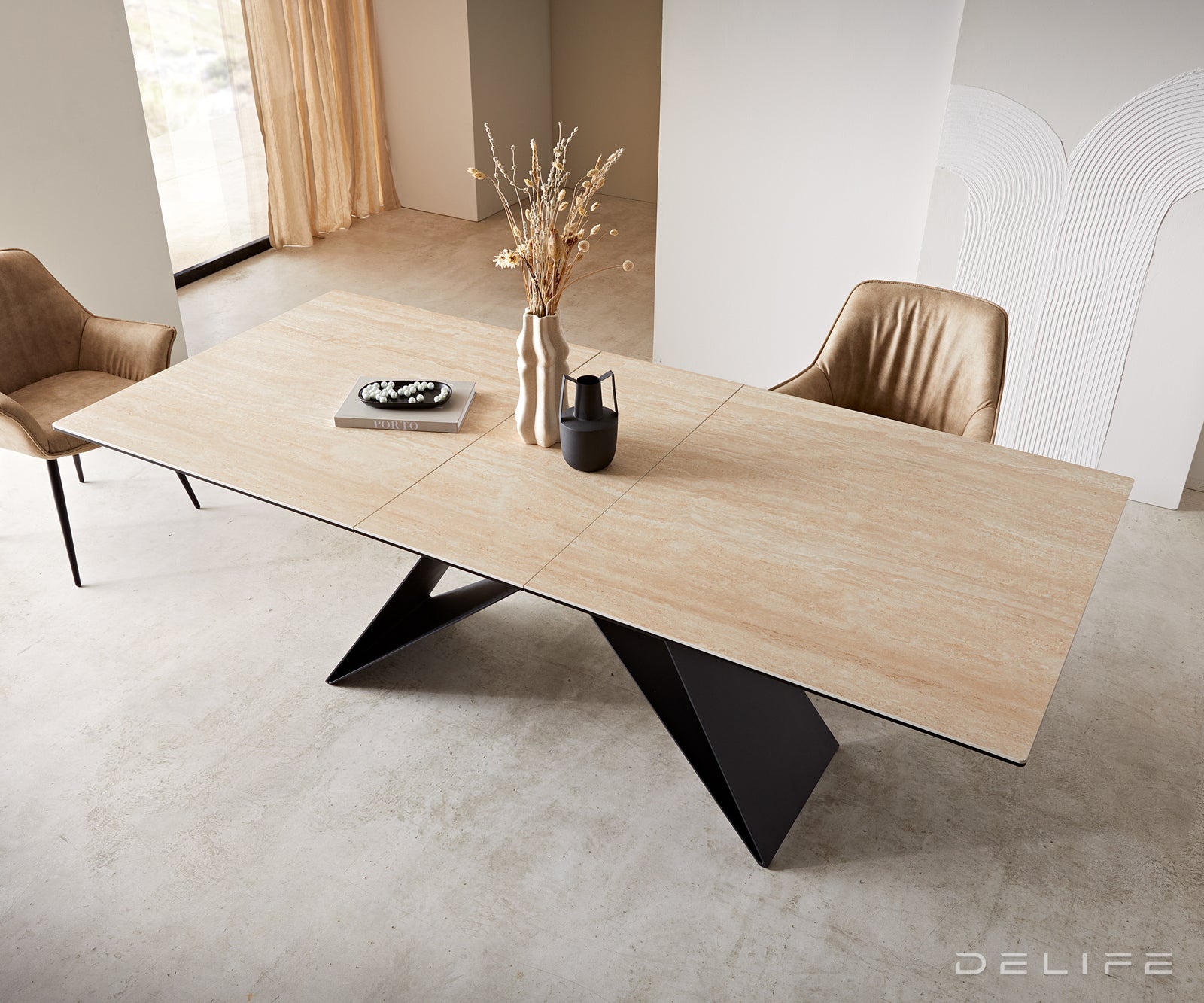 Raztegljiva miza Edge 180/220x100, Material: Keramika, travertin