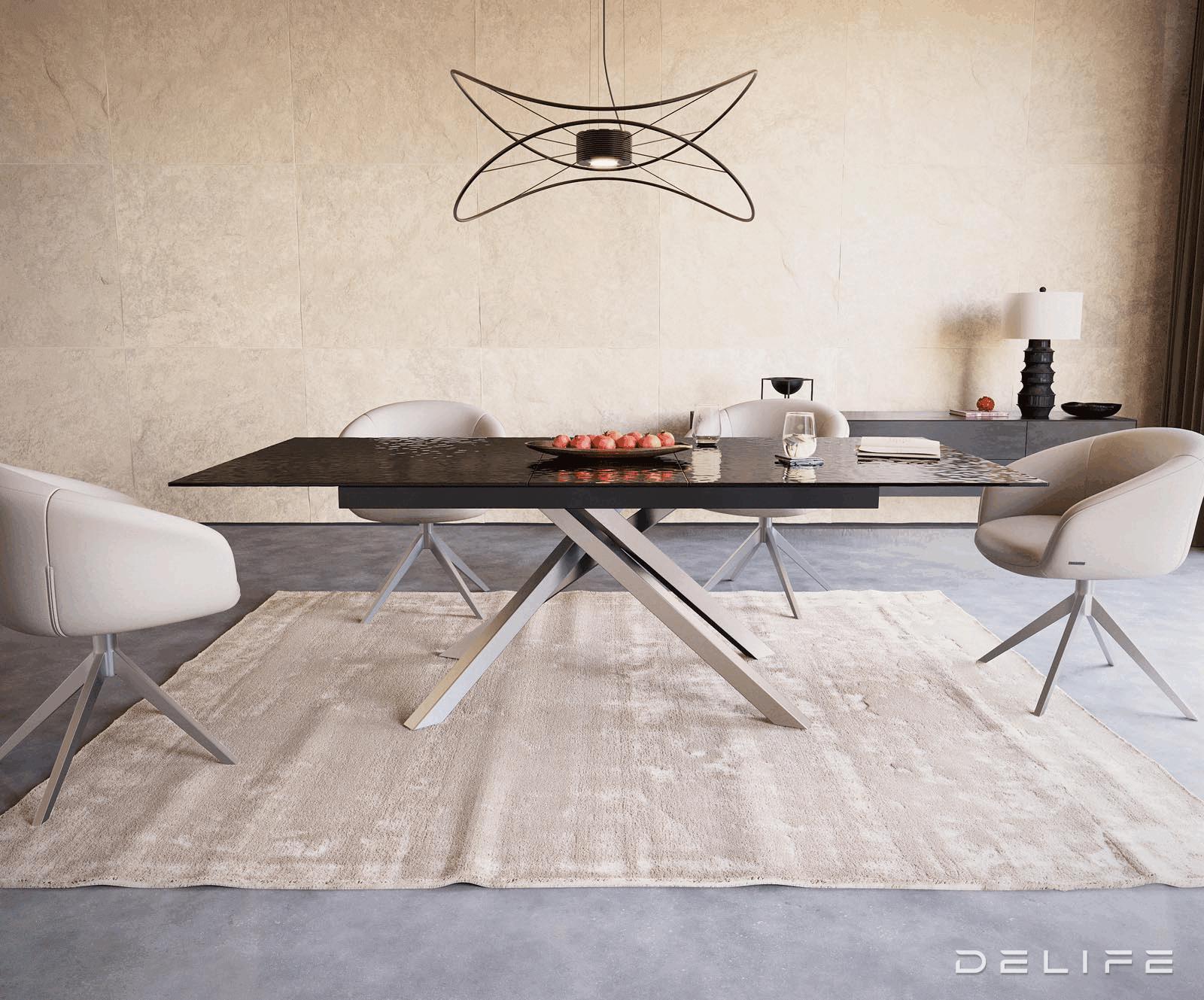 Jedilna miza Edge 180/220x100cm, Material: Steklo