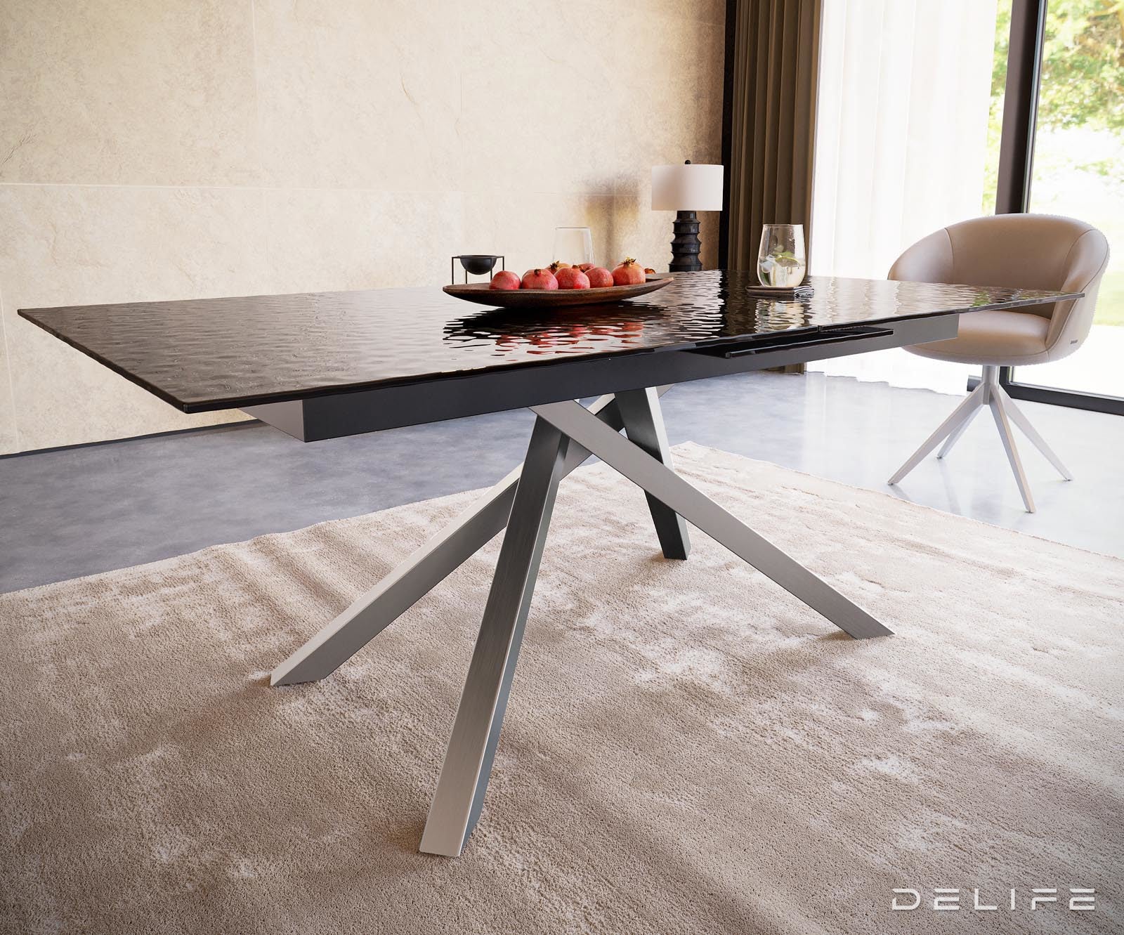 Jedilna miza Edge 180/220x100cm, Material: Steklo