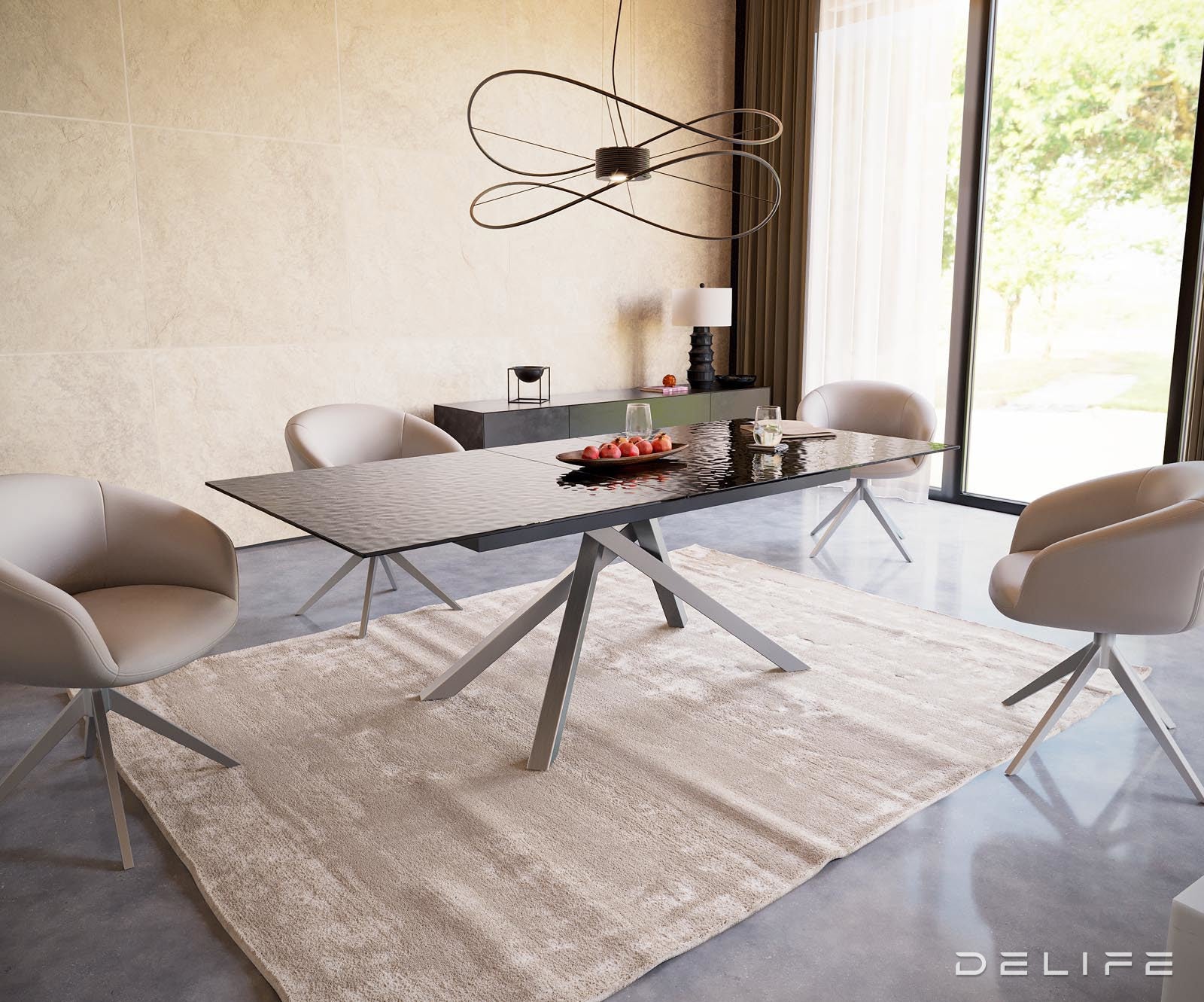 Jedilna miza Edge 180/220x100cm, Material: Steklo