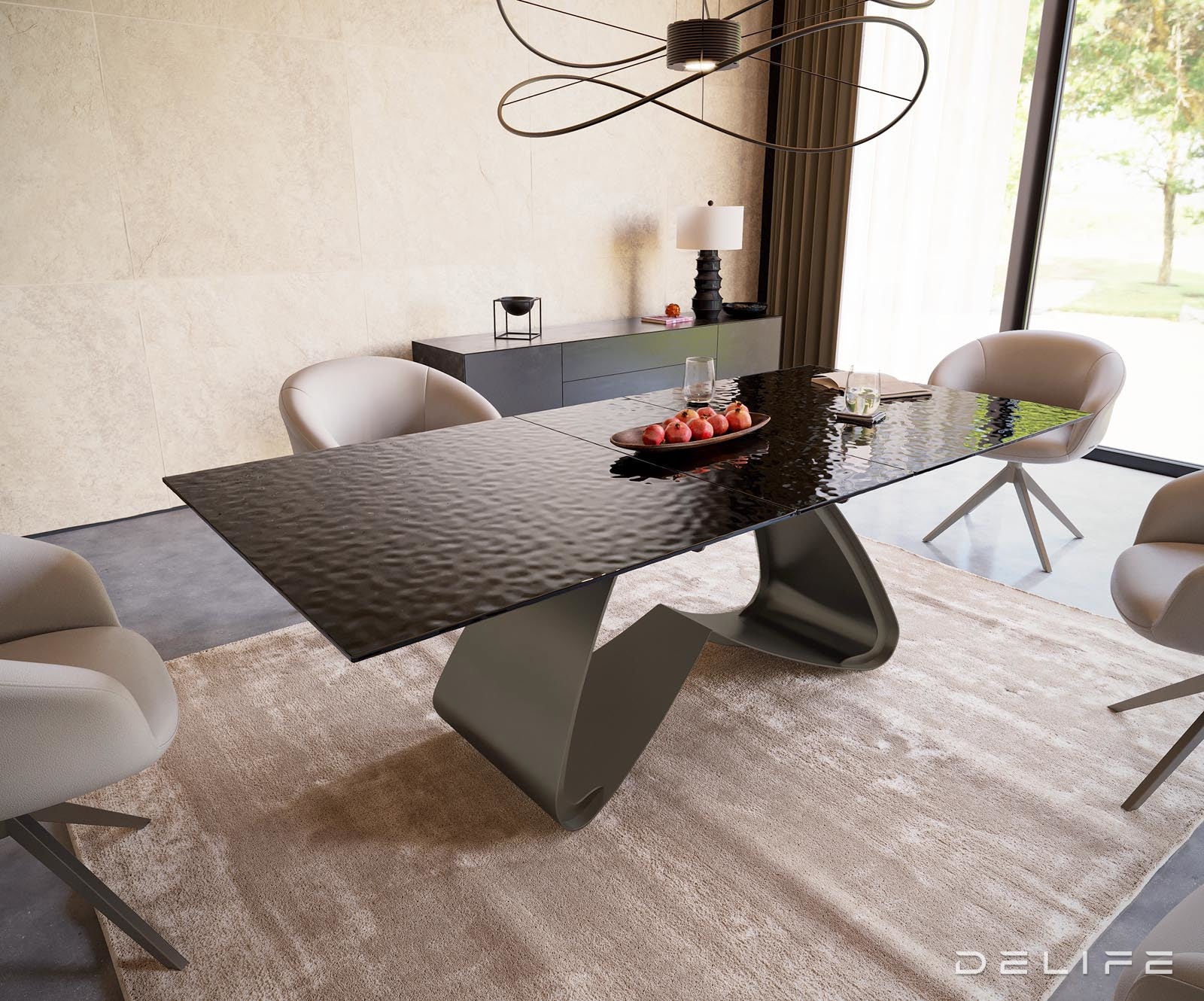 Jedilna miza Edge 180/220x100cm, Material: Steklo