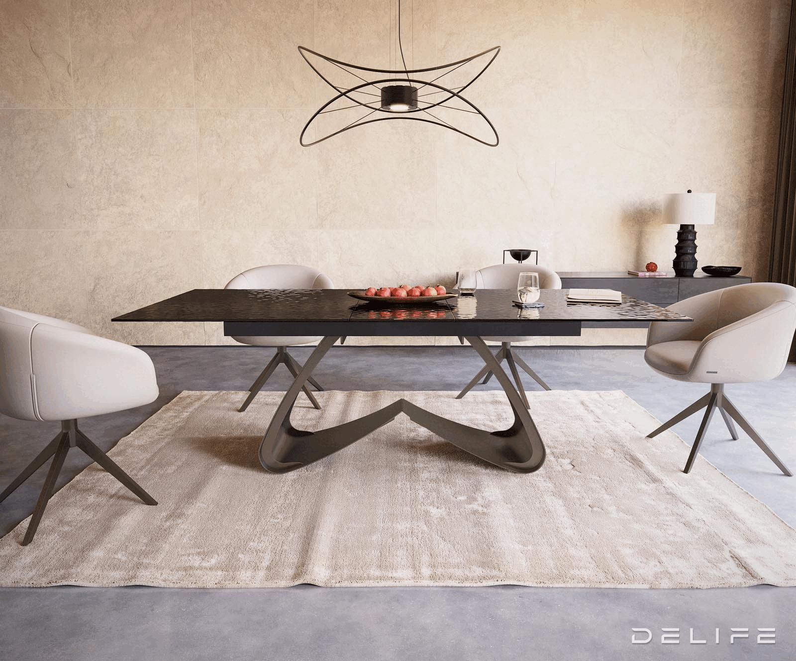 Jedilna miza Edge 180/220x100cm, Material: Steklo