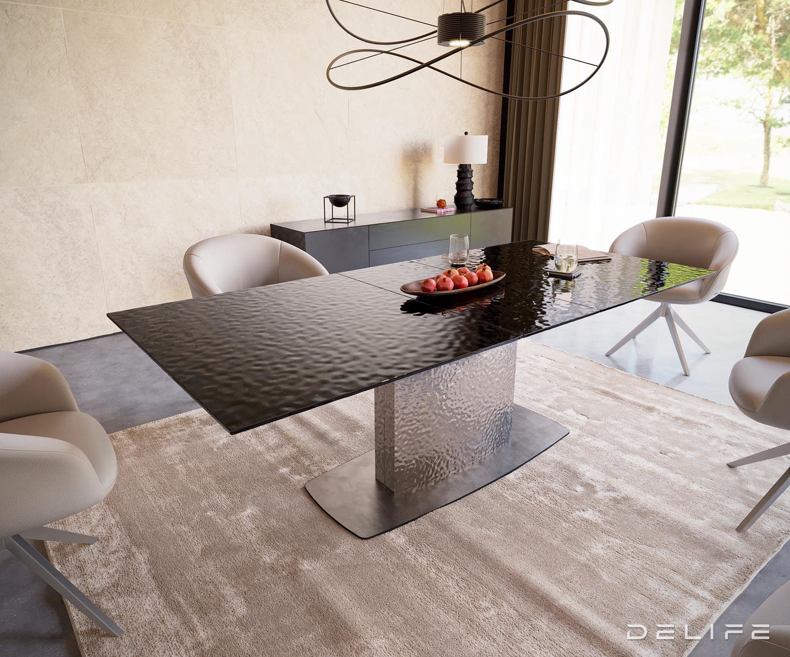 Jedilna miza Edge 180/220x100cm, Material: Steklo