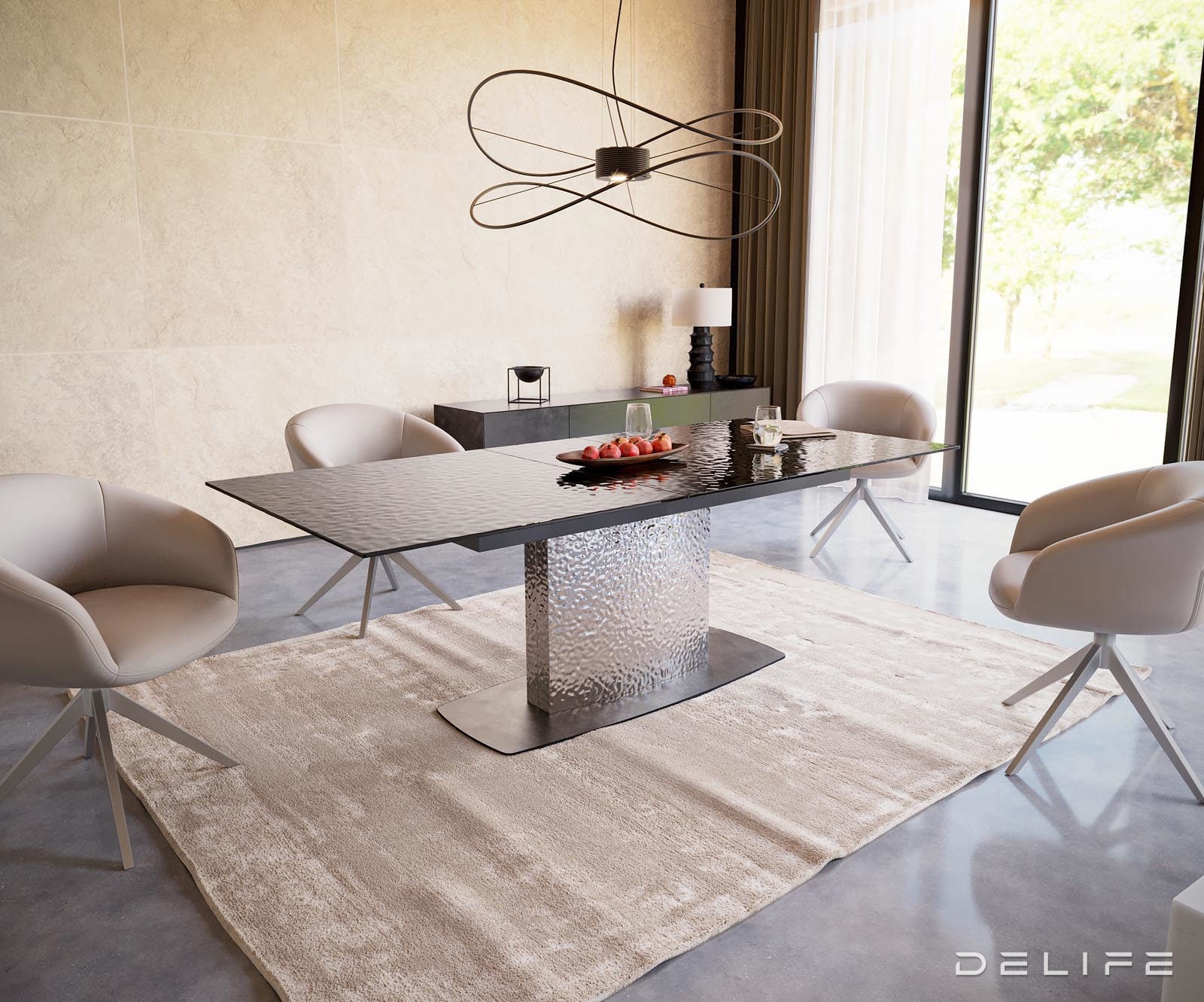 Jedilna miza Edge 180/220x100cm, Material: Steklo