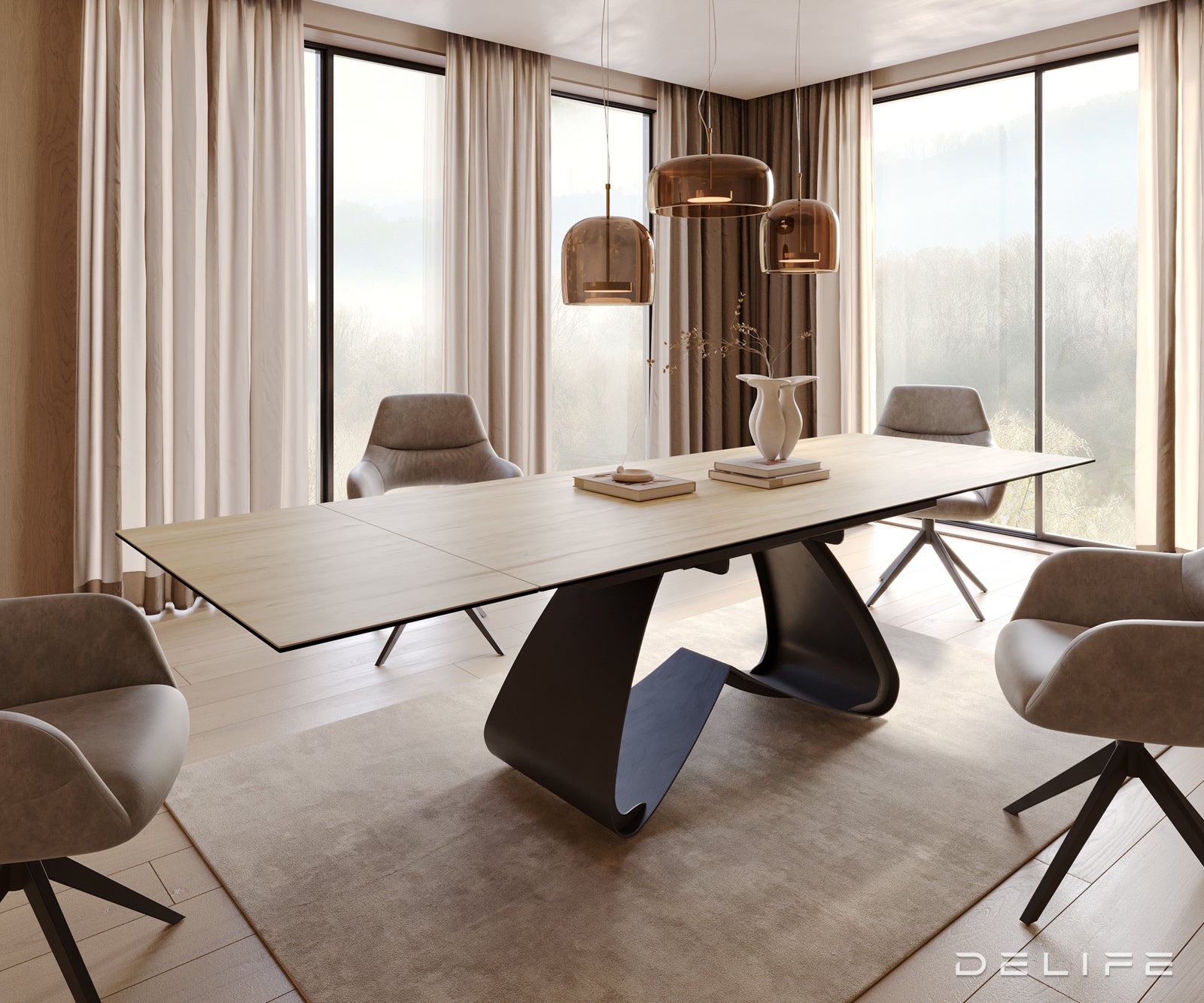 Raztegljiva miza Edge 200/300x100, Material: keramika Laminam Sabbia