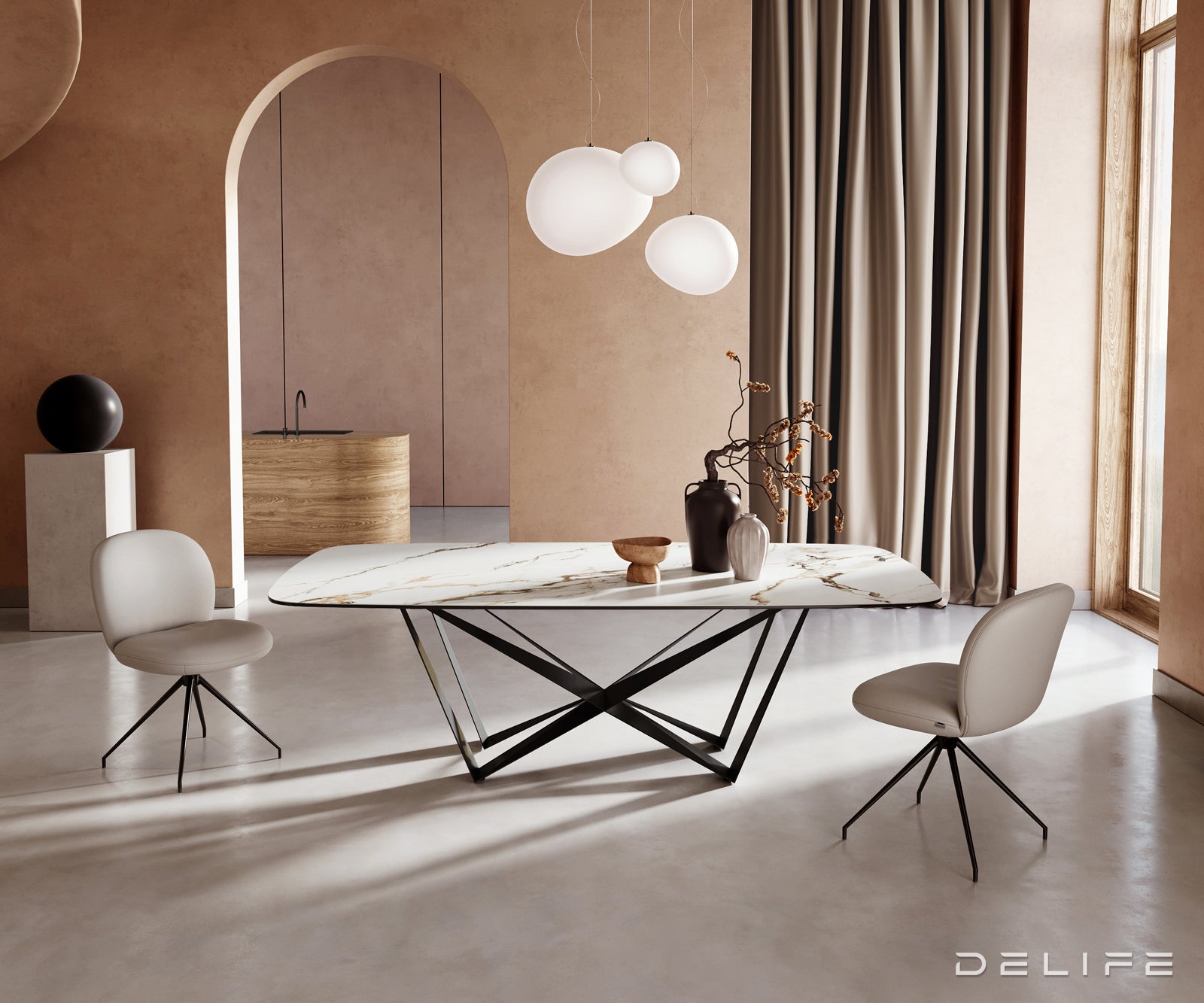 Jedilna miza Edge 240x120cm, Material: Keramika Calacatta Luxe