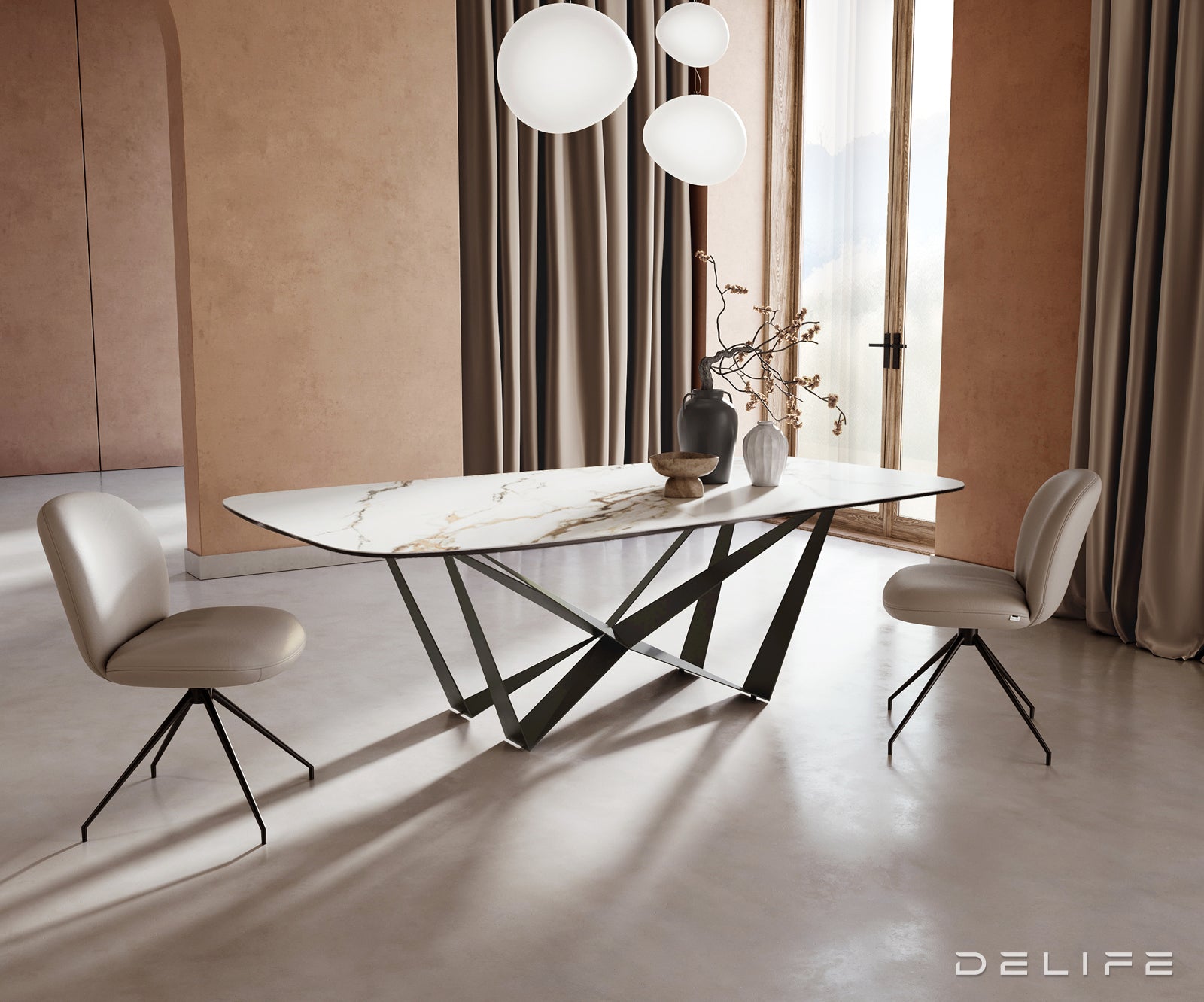 Jedilna miza Edge 240x120cm, Material: Keramika Calacatta Luxe