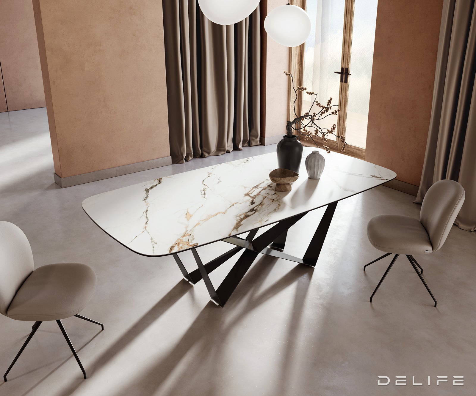 Jedilna miza Edge 240x120cm, Material: Keramika Calacatta Luxe