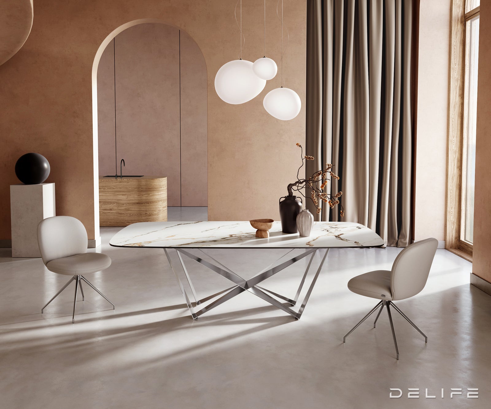 Jedilna miza Edge 240x120cm, Material: Keramika Calacatta Luxe