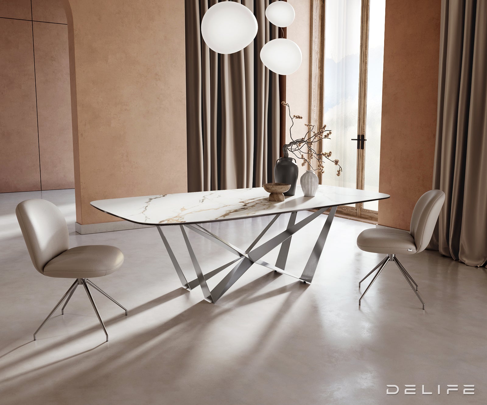 Jedilna miza Edge 240x120cm, Material: Keramika Calacatta Luxe