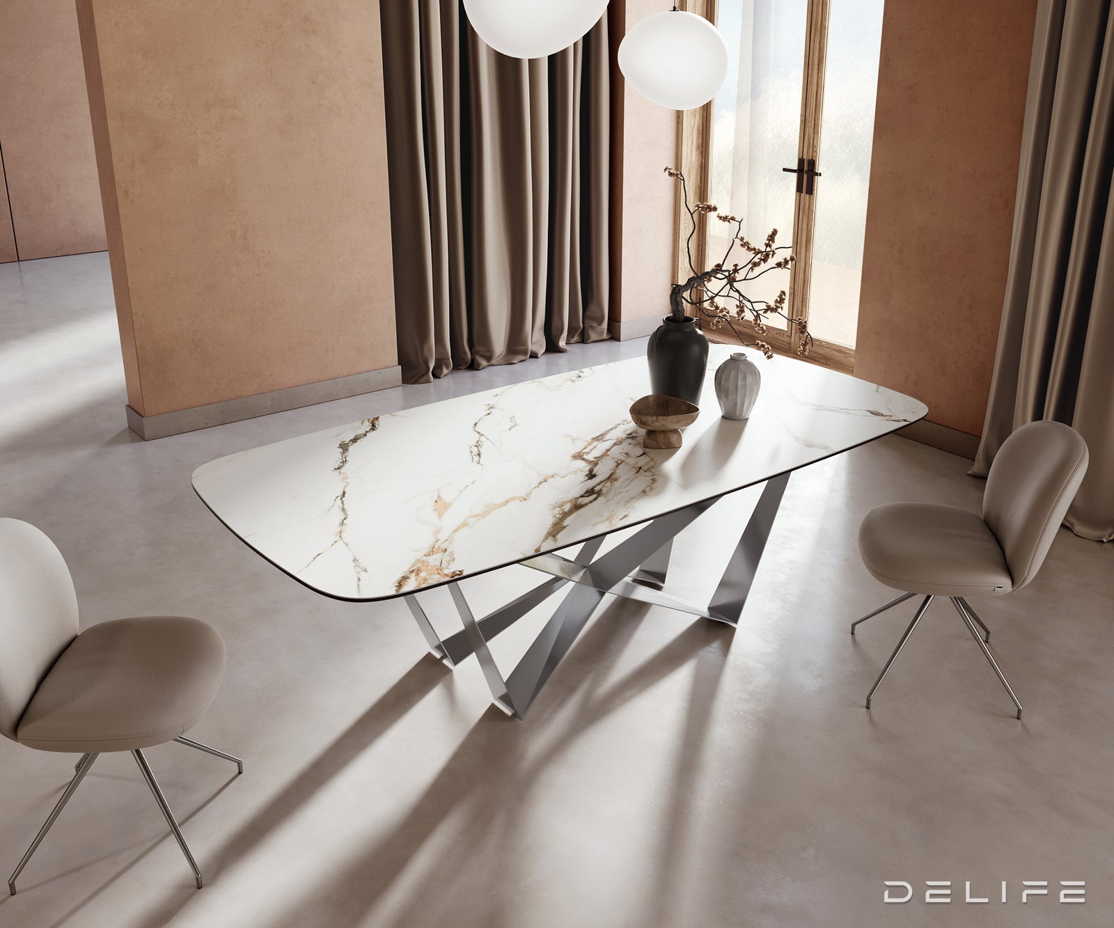 Jedilna miza Edge 240x120cm, Material: Keramika Calacatta Luxe