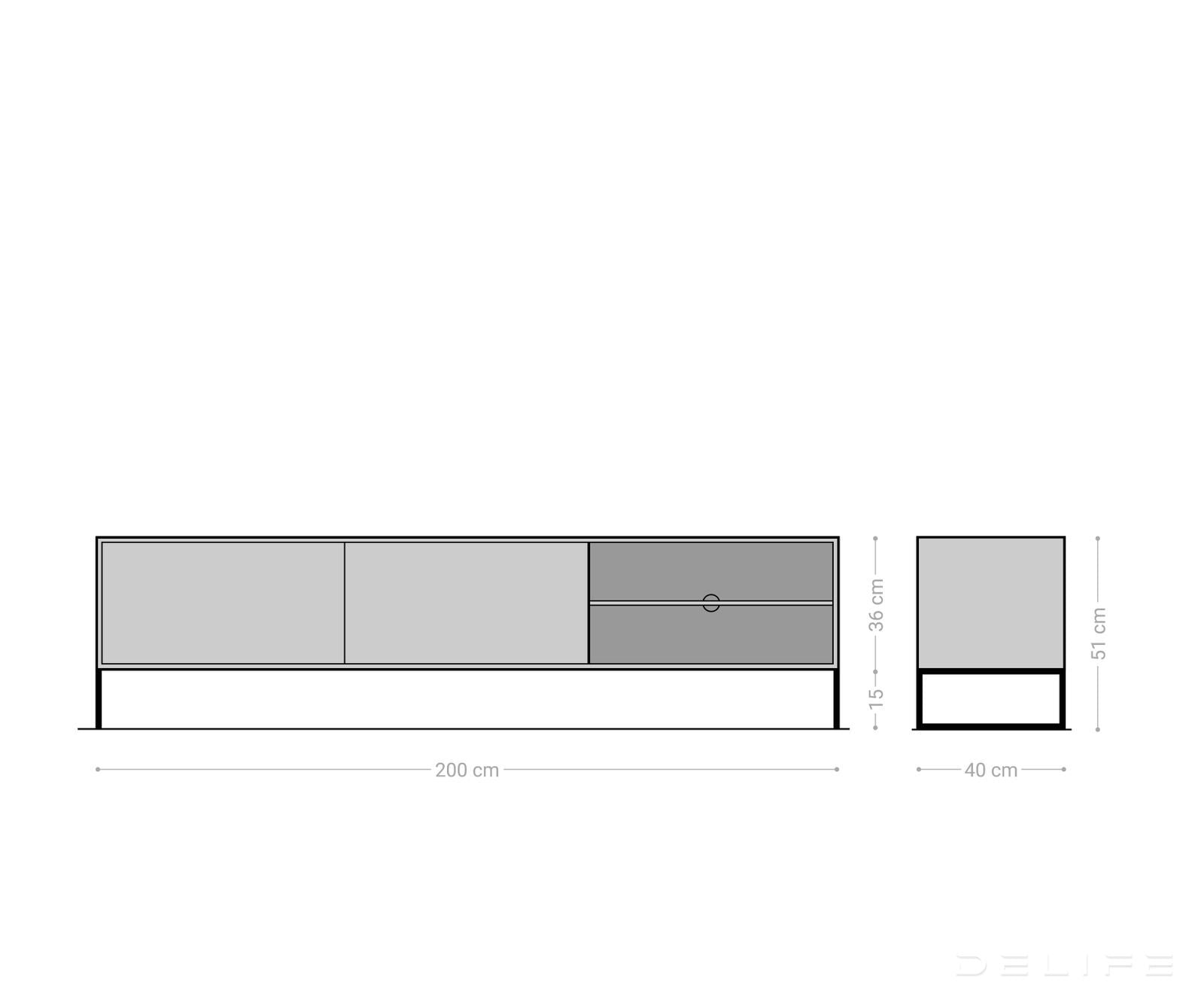 TV omarica Vaag, 200x40cm, Material: Sheesham