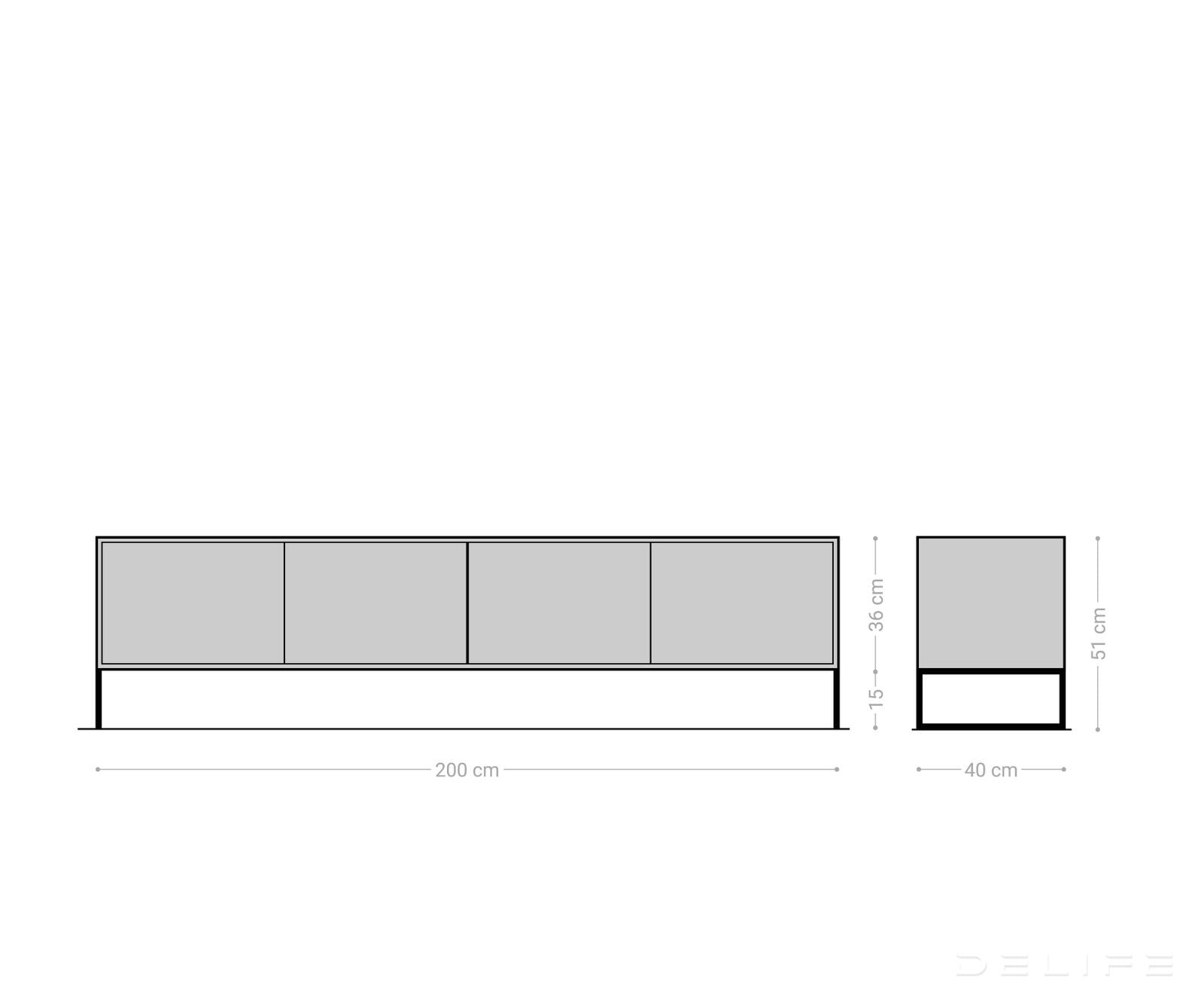 TV omarica Vaag, 200x40cm, Material: Sheesham