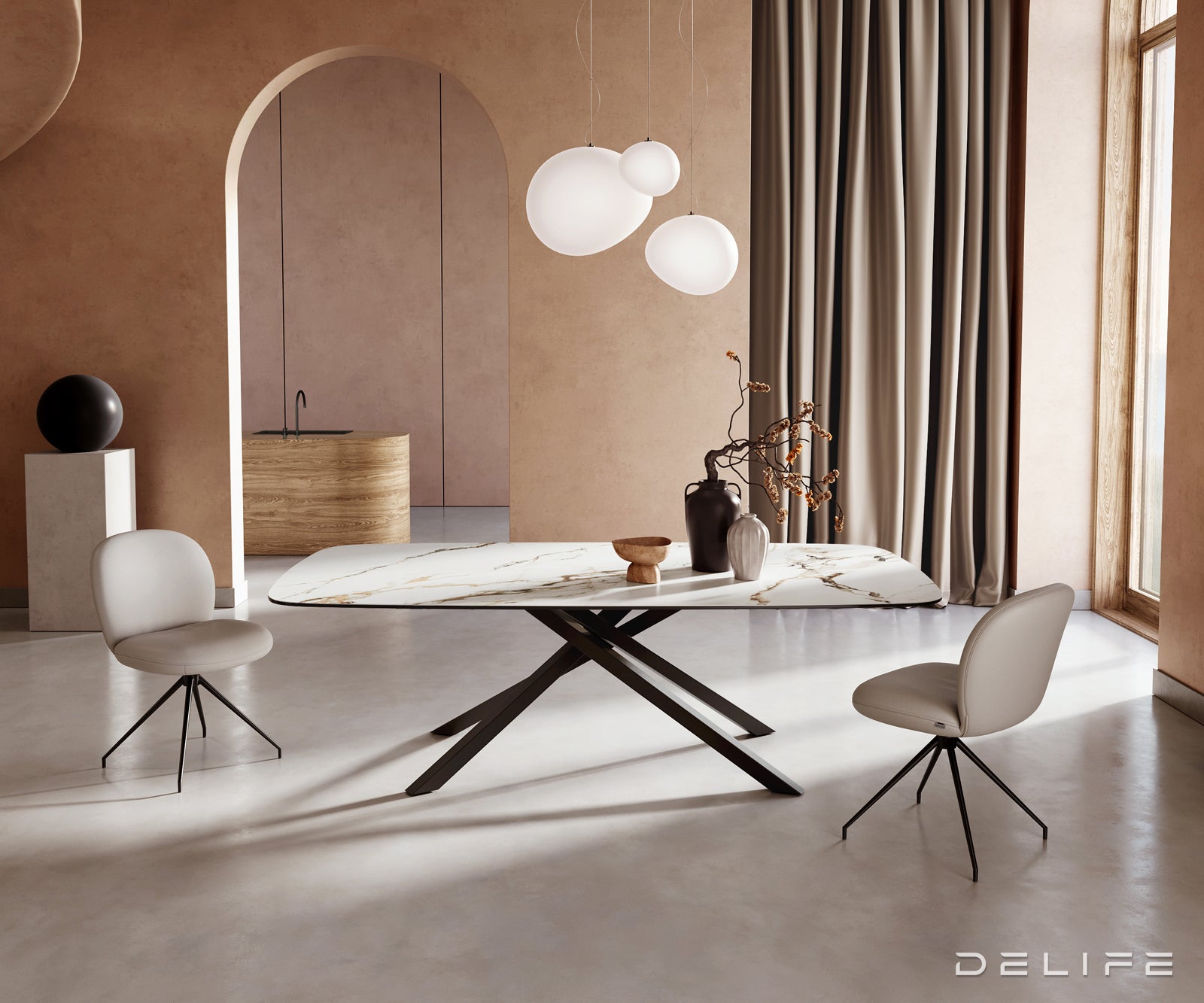 Jedilna miza Edge 240x120cm, Material: Keramika Calacatta Luxe