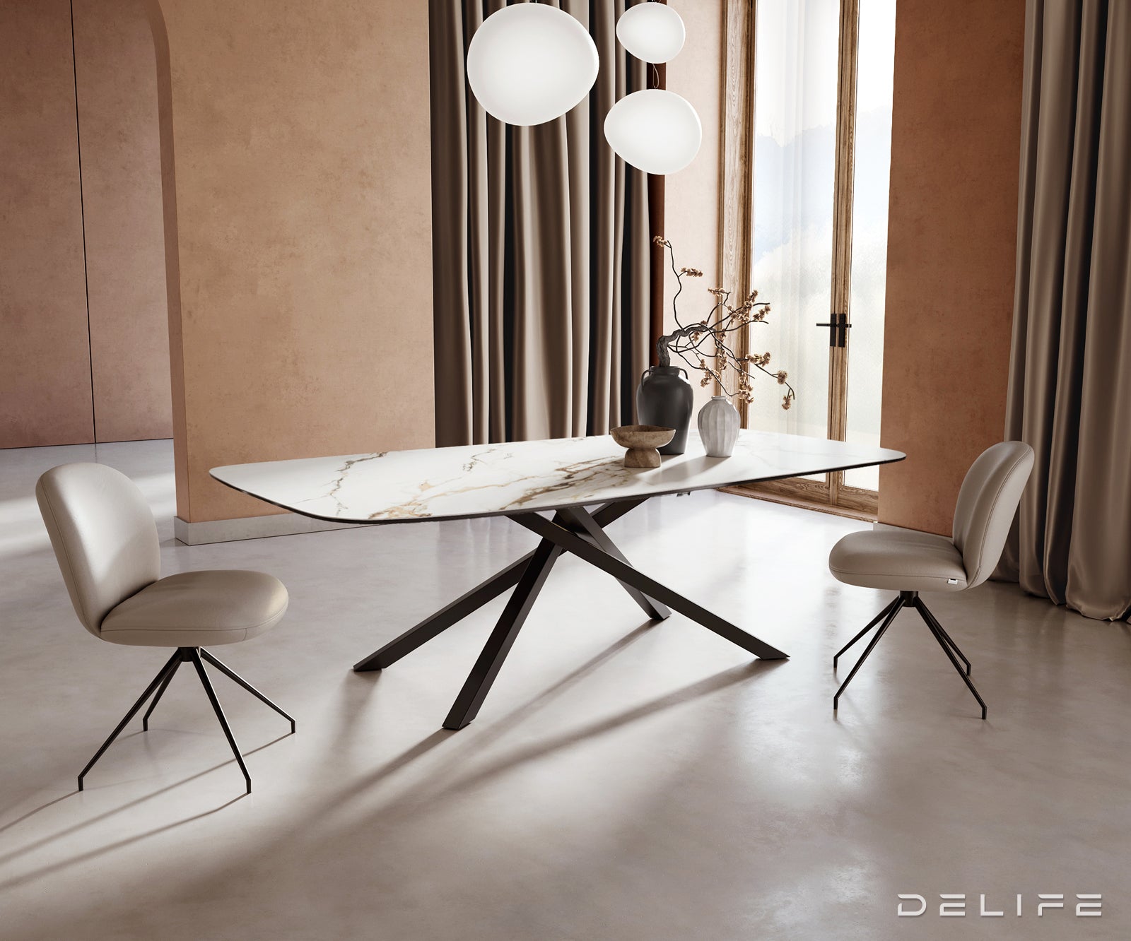 Jedilna miza Edge 240x120cm, Material: Keramika Calacatta Luxe