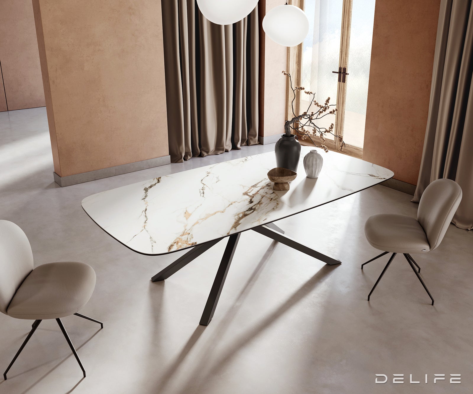 Jedilna miza Edge 240x120cm, Material: Keramika Calacatta Luxe