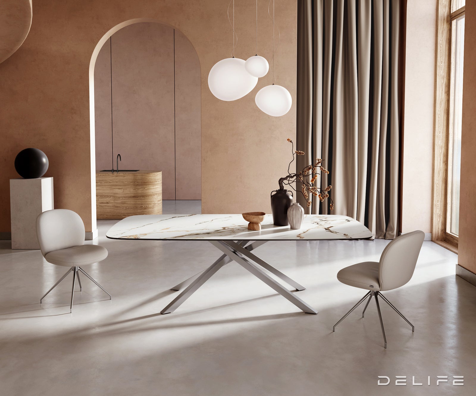 Jedilna miza Edge 240x120cm, Material: Keramika Calacatta Luxe