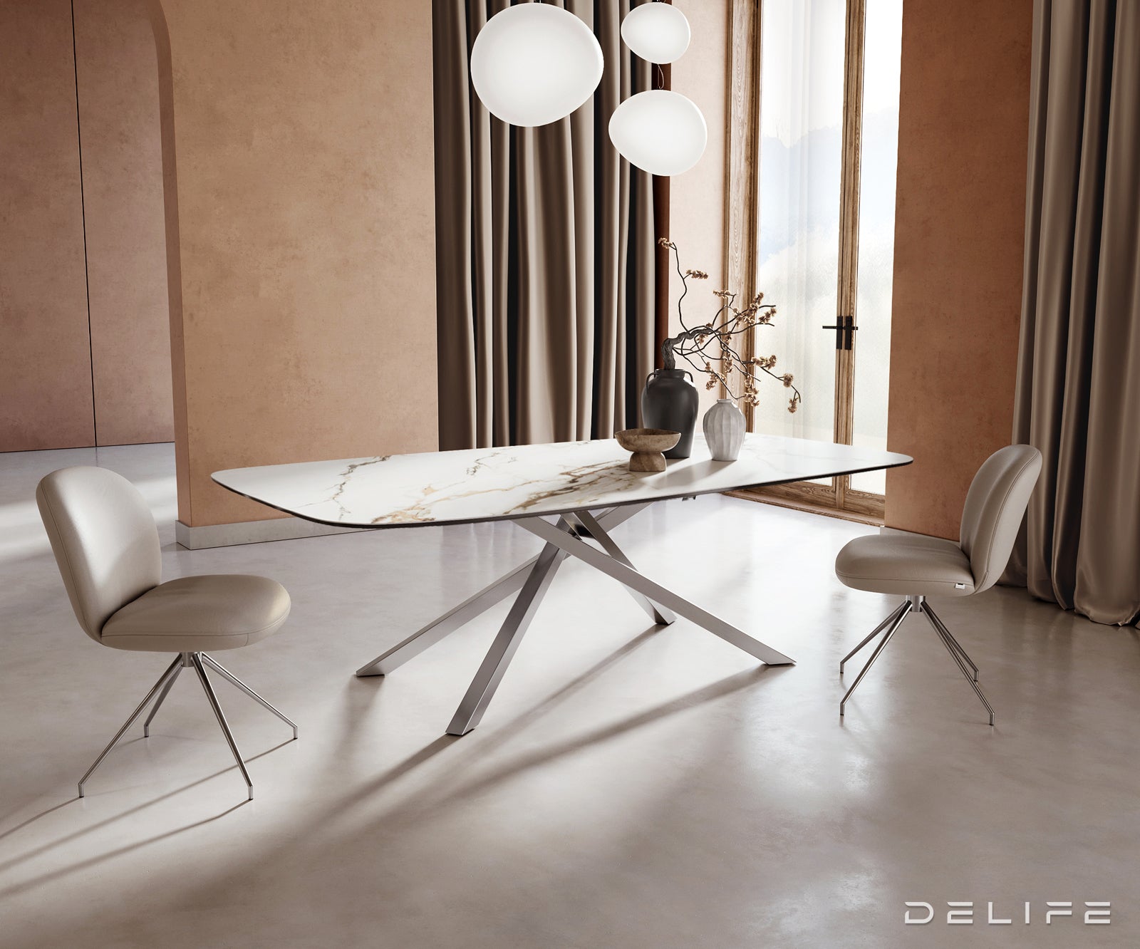 Jedilna miza Edge 240x120cm, Material: Keramika Calacatta Luxe