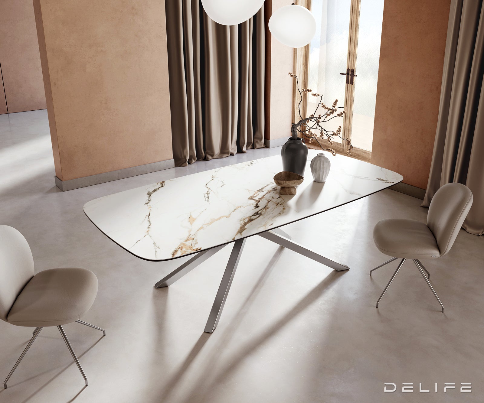 Jedilna miza Edge 240x120cm, Material: Keramika Calacatta Luxe