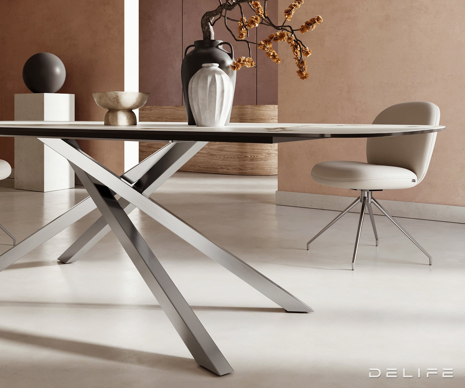 Jedilna miza Edge 240x120cm, Material: Keramika Calacatta Luxe