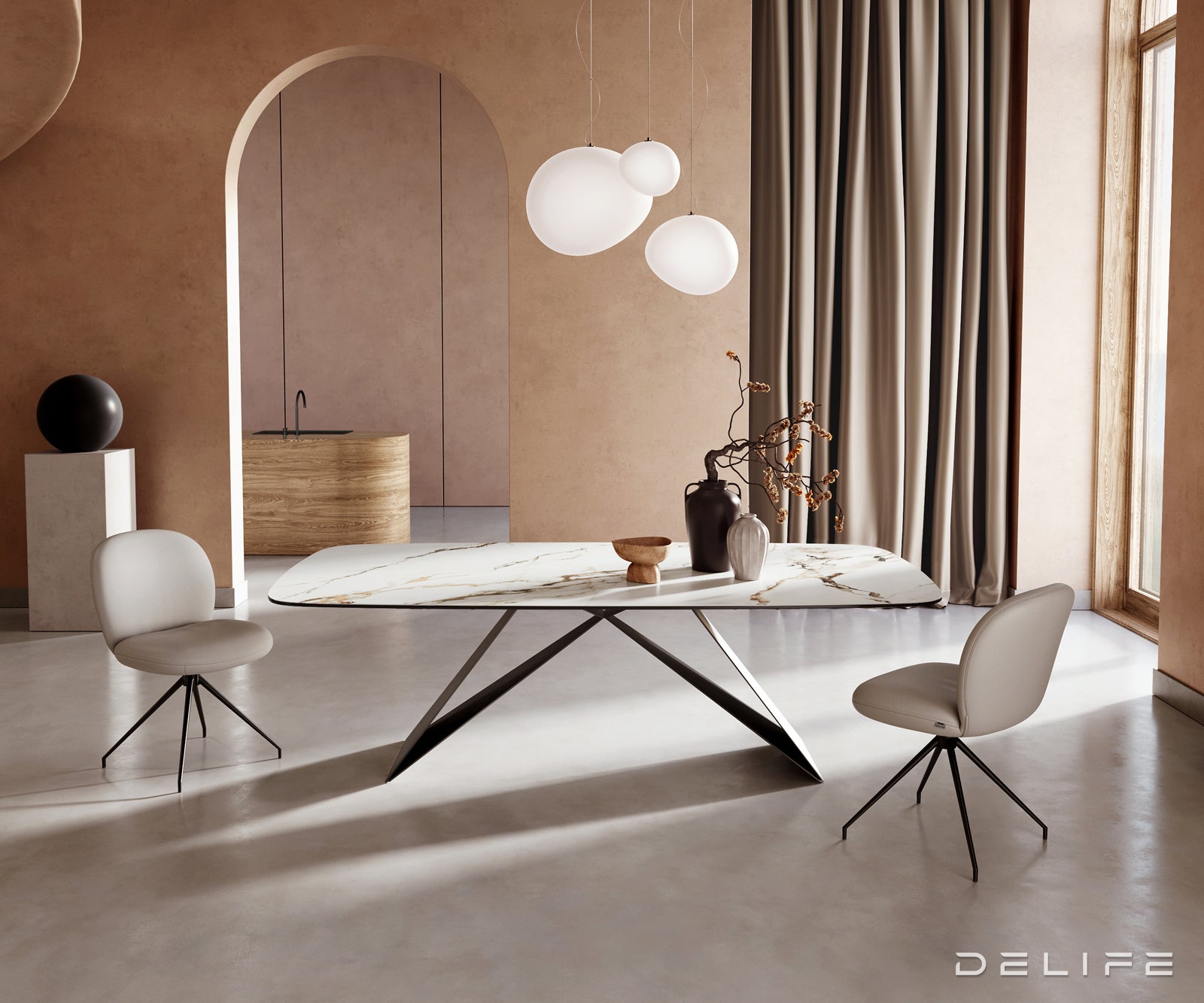 Jedilna miza Edge 240x120cm, Material: Keramika Calacatta Luxe