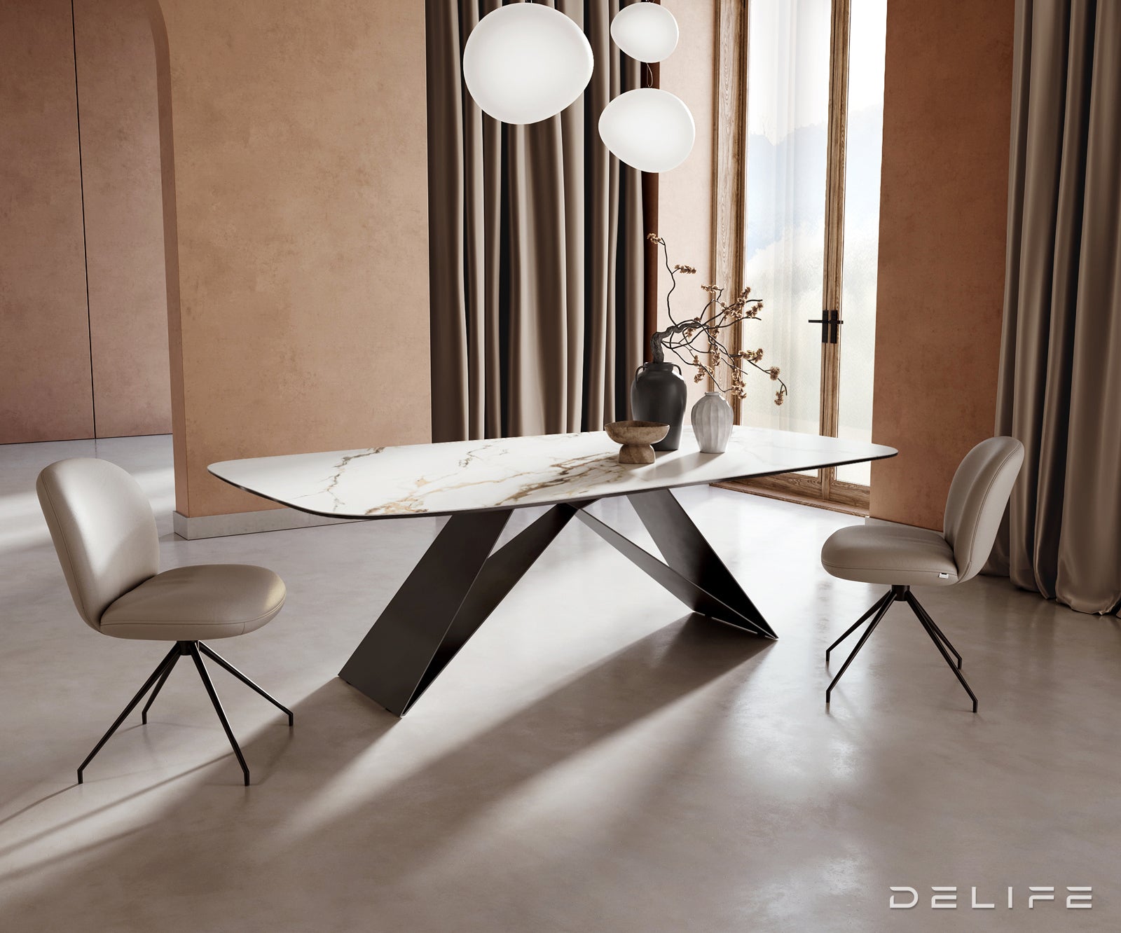 Jedilna miza Edge 240x120cm, Material: Keramika Calacatta Luxe