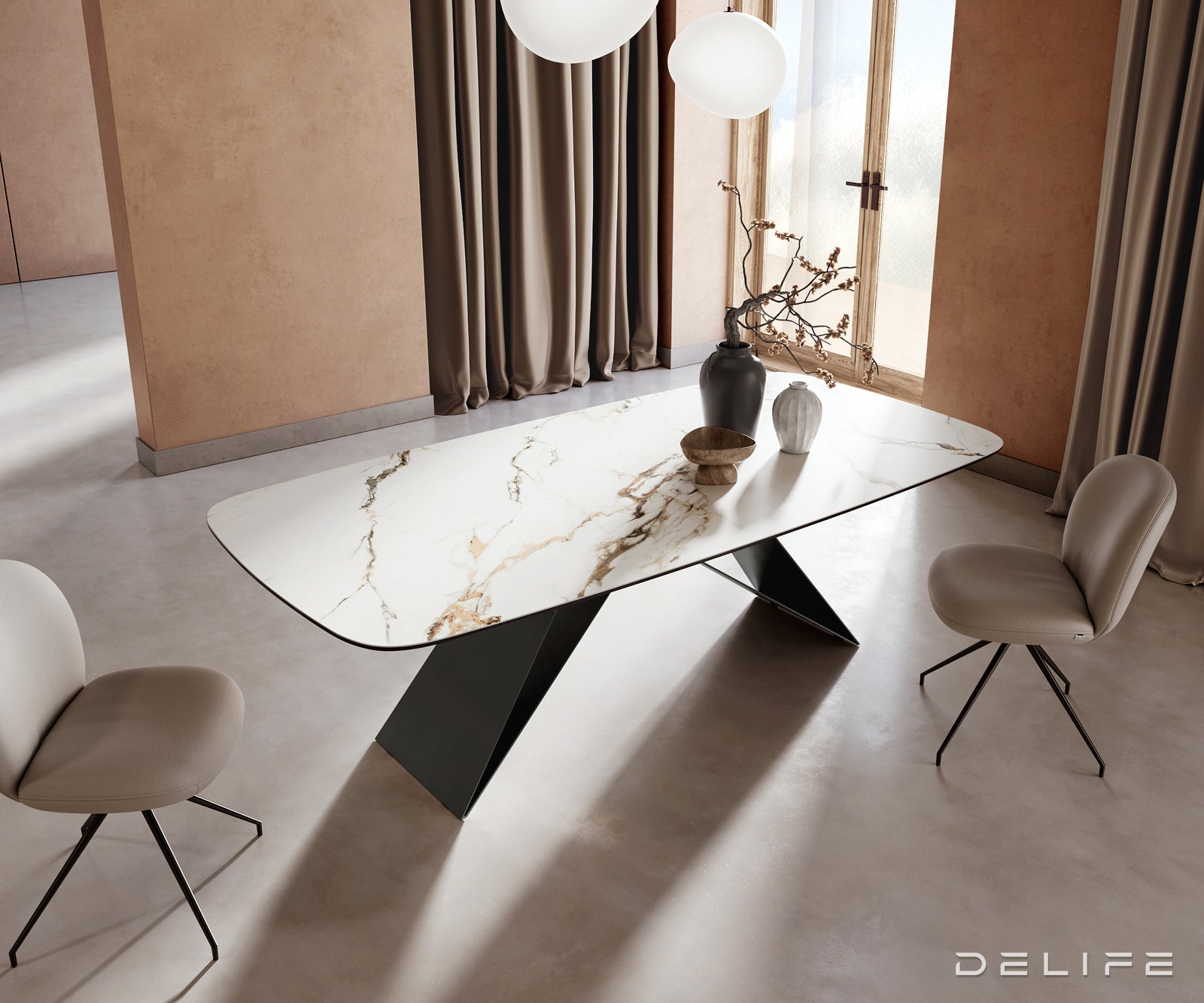 Jedilna miza Edge 240x120cm, Material: Keramika Calacatta Luxe