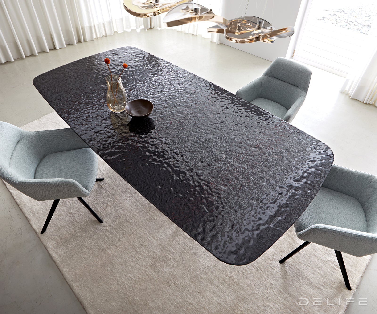 Jedilna miza Edge Boot, 240x120cm, Material: steklo/kovina