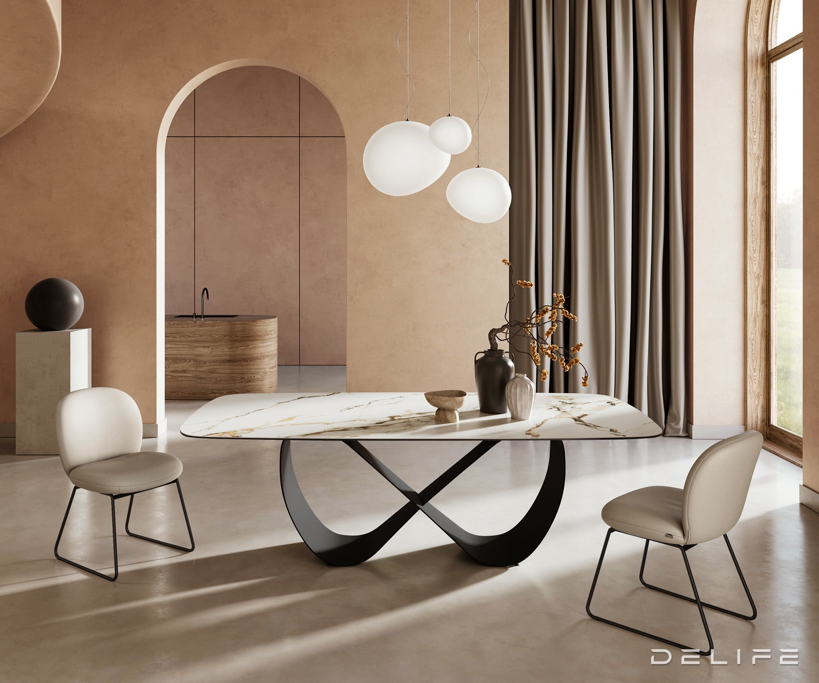 Jedilna miza Edge 240x120cm, Material: Keramika Calacatta Luxe