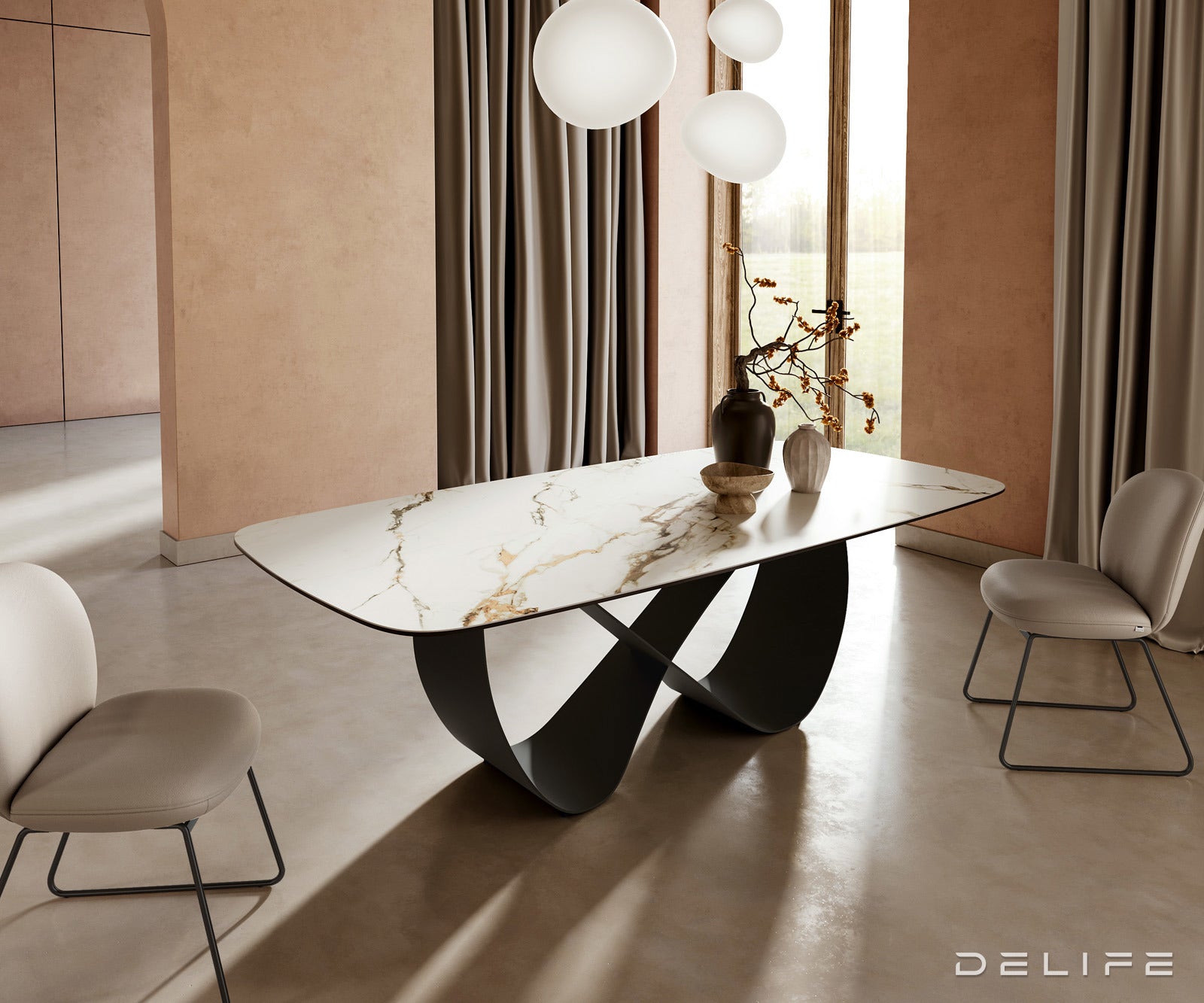 Jedilna miza Edge 240x120cm, Material: Keramika Calacatta Luxe