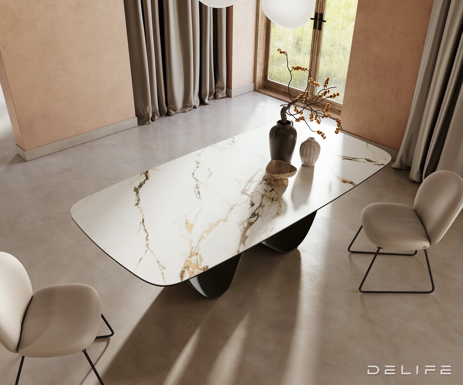 Jedilna miza Edge 240x120cm, Material: Keramika Calacatta Luxe