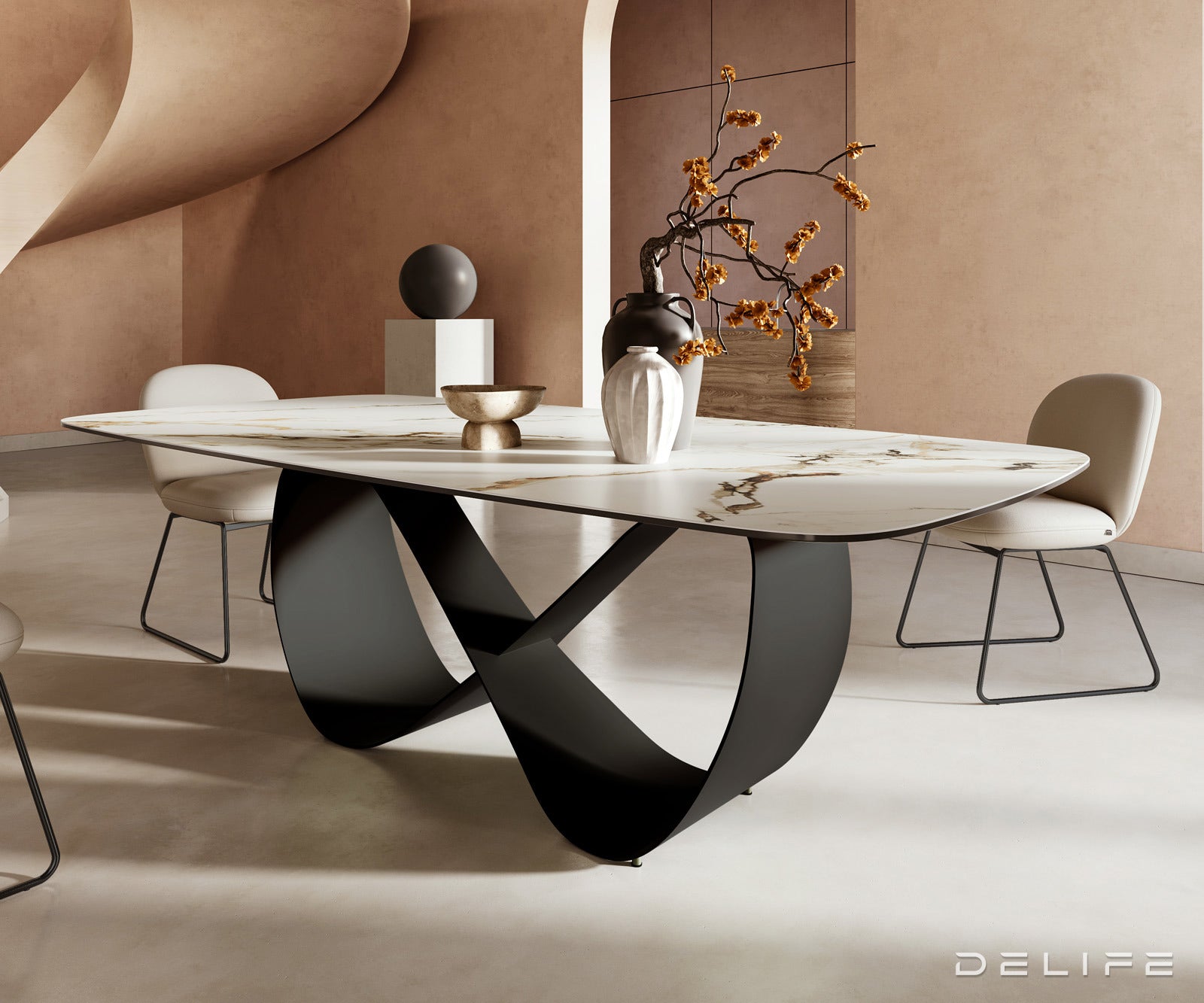 Jedilna miza Edge 240x120cm, Material: Keramika Calacatta Luxe