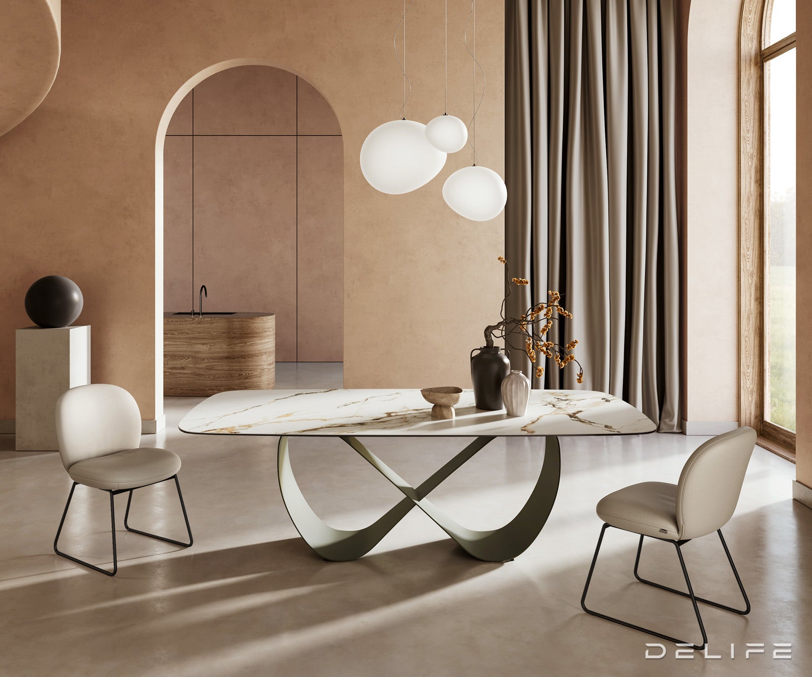 Jedilna miza Edge 240x120cm, Material: Keramika Calacatta Luxe