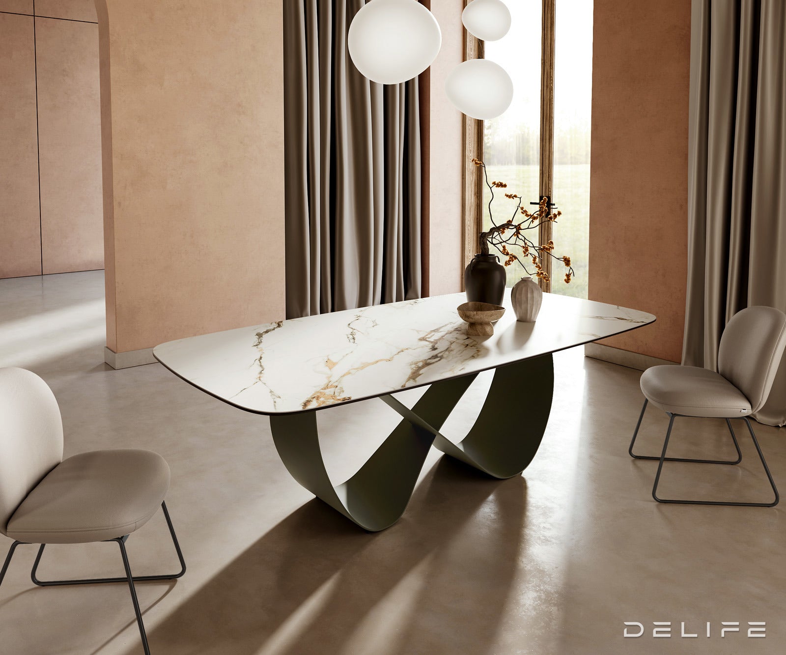 Jedilna miza Edge 240x120cm, Material: Keramika Calacatta Luxe