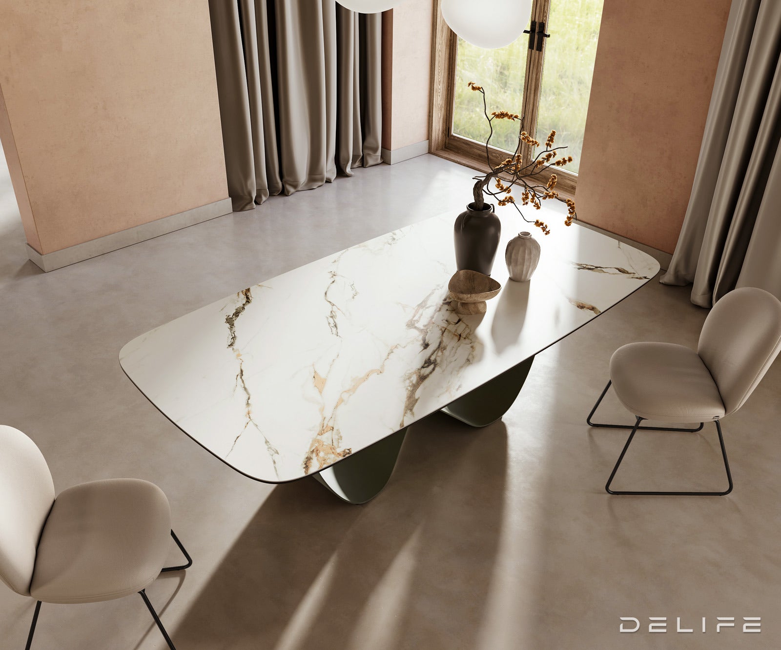 Jedilna miza Edge 240x120cm, Material: Keramika Calacatta Luxe