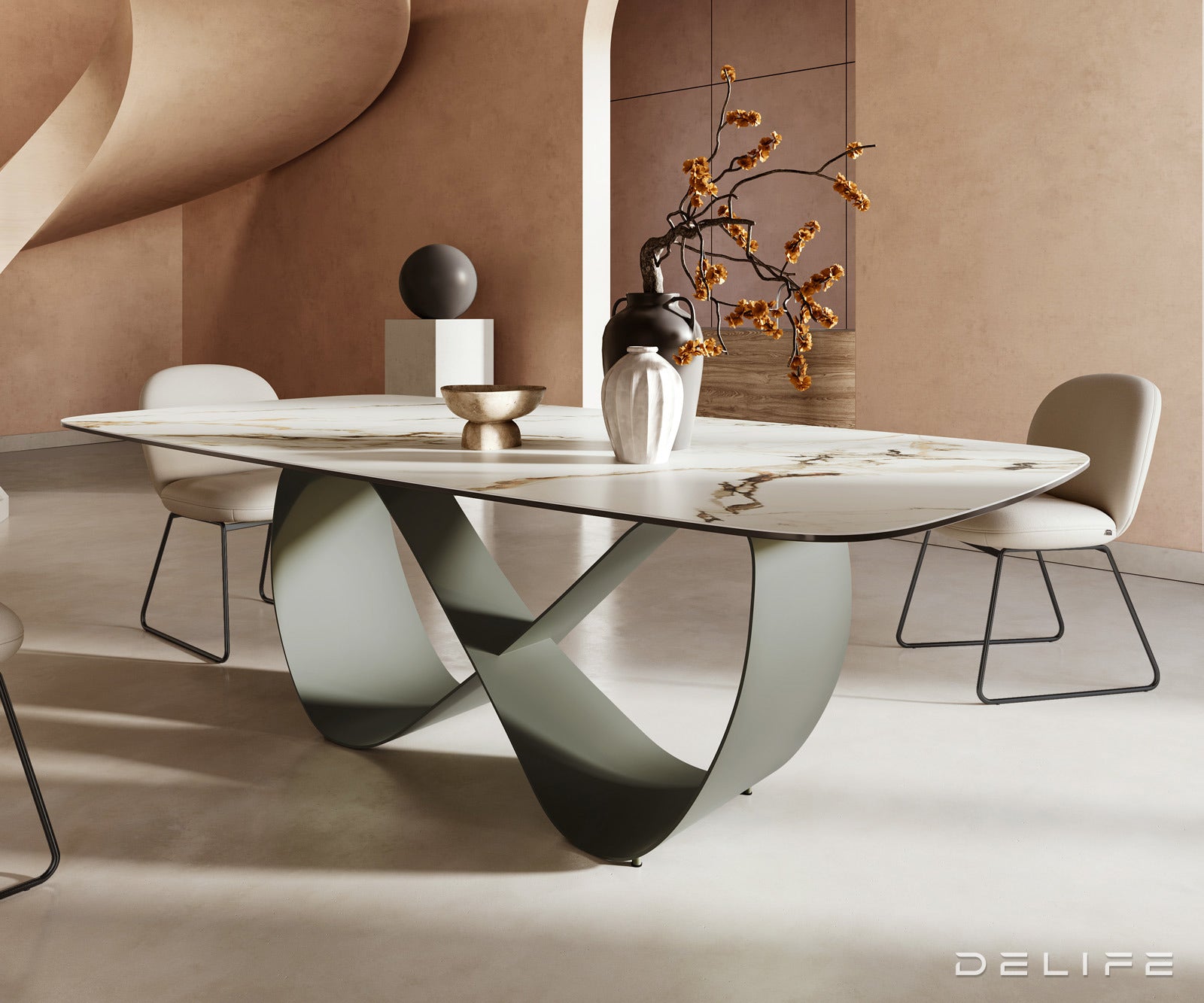 Jedilna miza Edge 240x120cm, Material: Keramika Calacatta Luxe