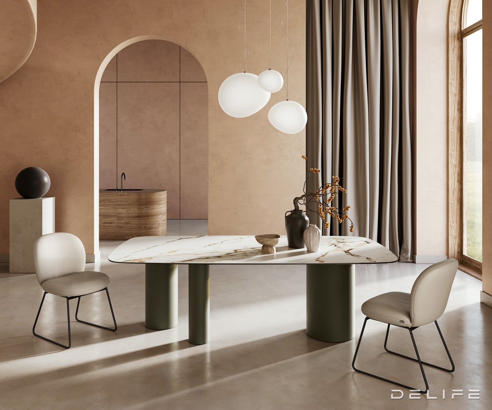 Jedilna miza Edge 240x120cm, Material: Keramika Calacatta Luxe